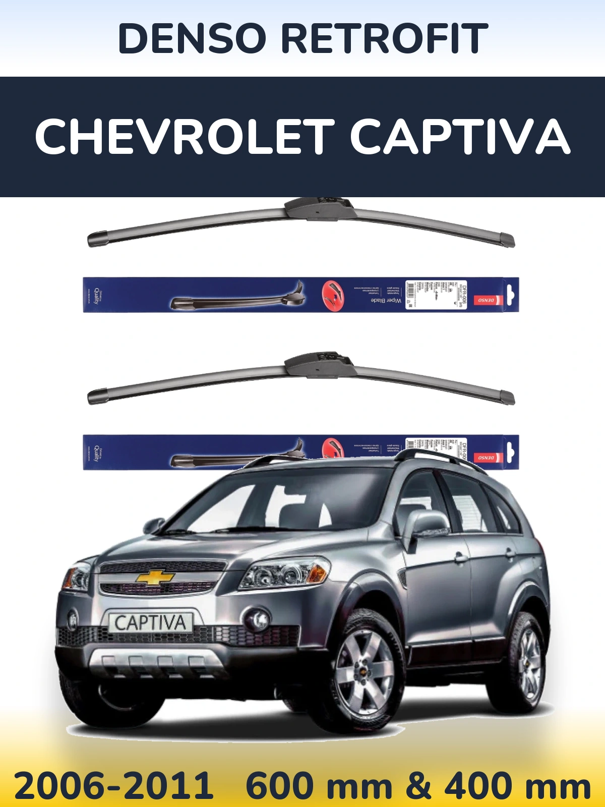 Sada předních stěračů Denso Retrofit 600 a 400 mm pro Chevrolet Captiva 2006-2011
