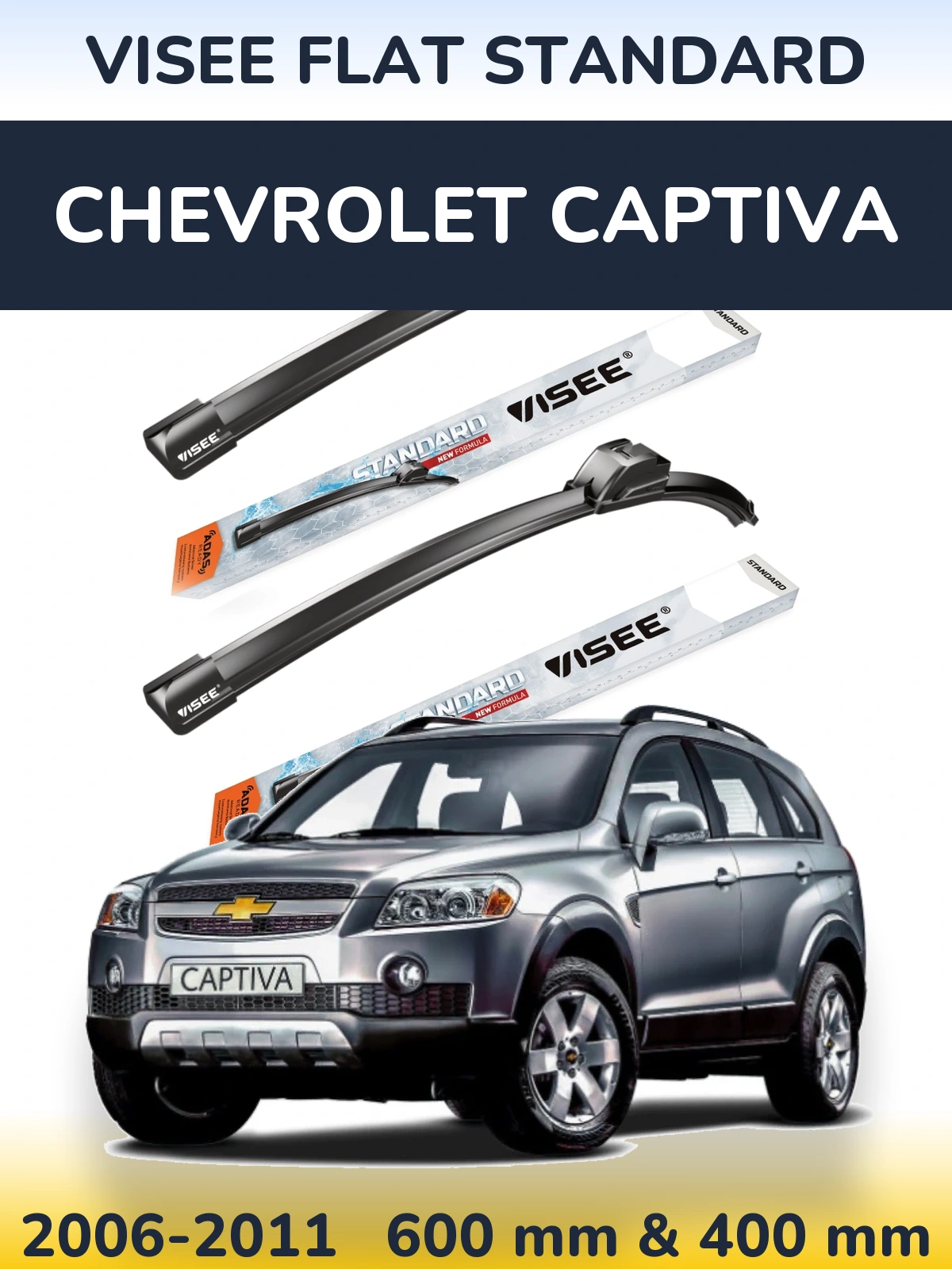 Sada předních stěračů VISEE FLAT STANDARD 600 a 400 mm pro Chevrolet Captiva 2006-2011