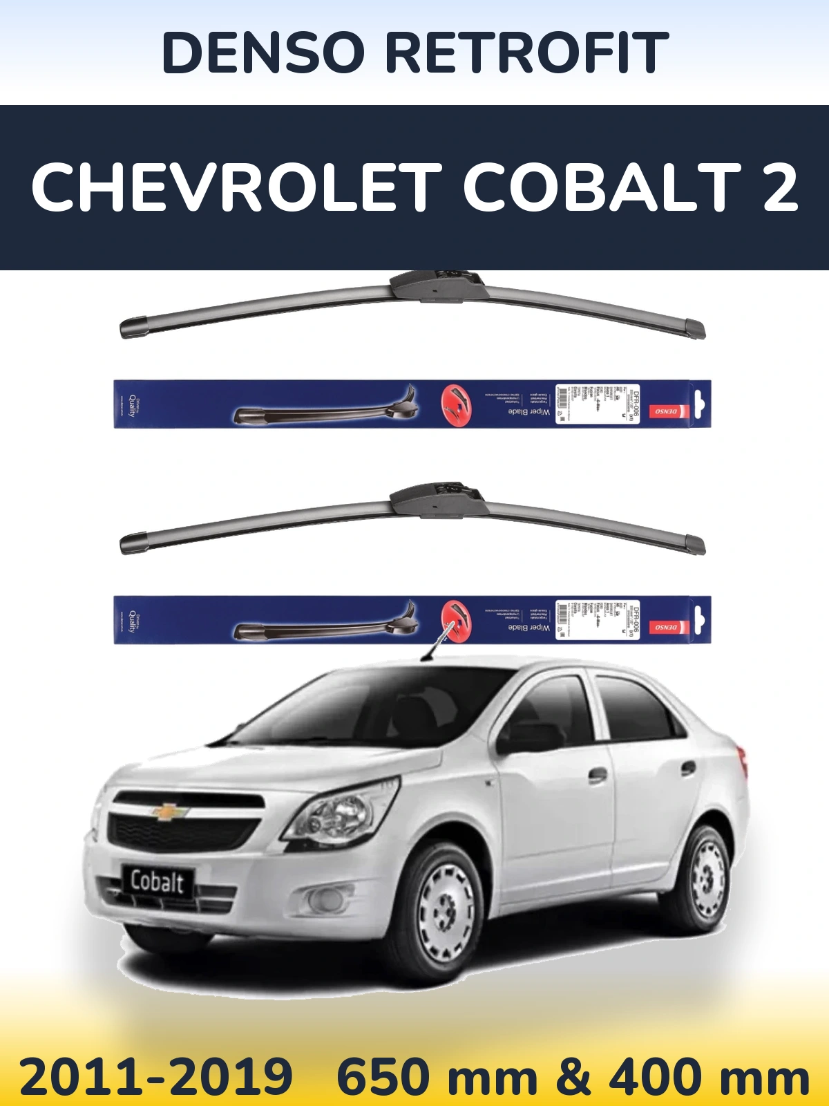 Sada předních stěračů Denso Retrofit 650 a 400 mm pro Chevrolet Cobalt 2 2011-2019