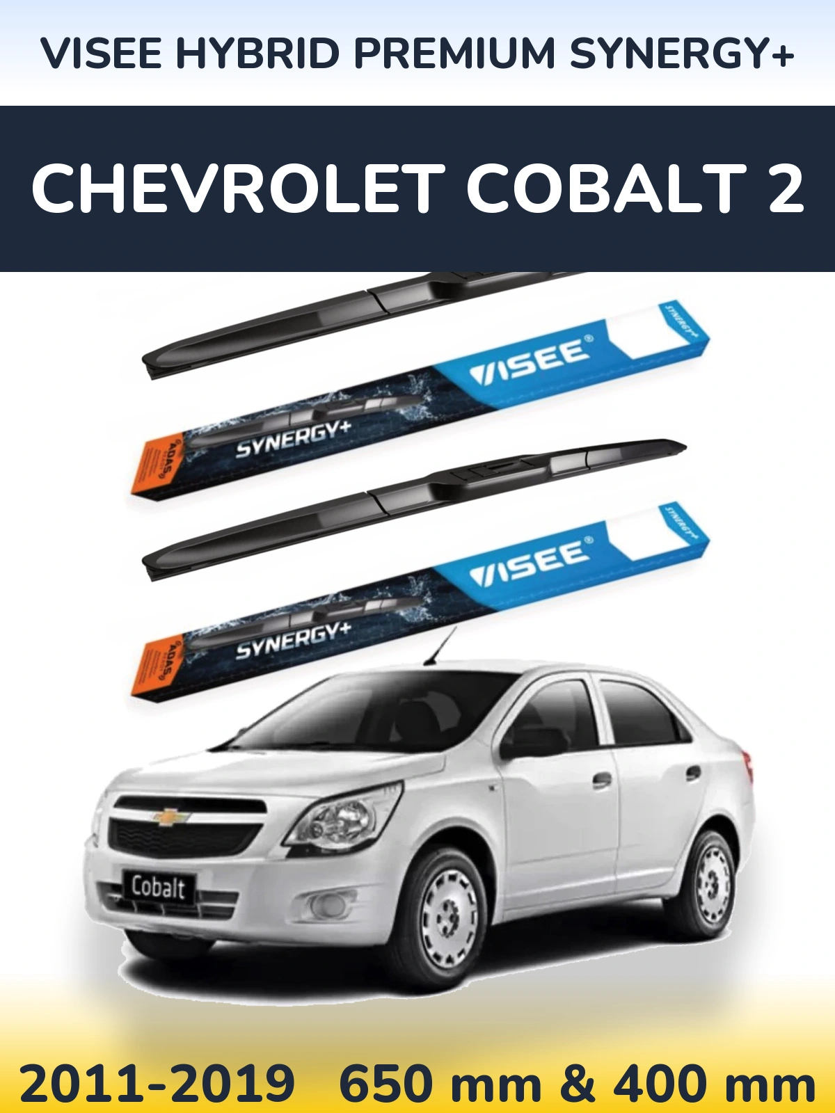 Sada předních stěračů VISEE HYBRID PREMIUM SYNERGY+ 650 a 400 mm pro Chevrolet Cobalt 2 2011-2019