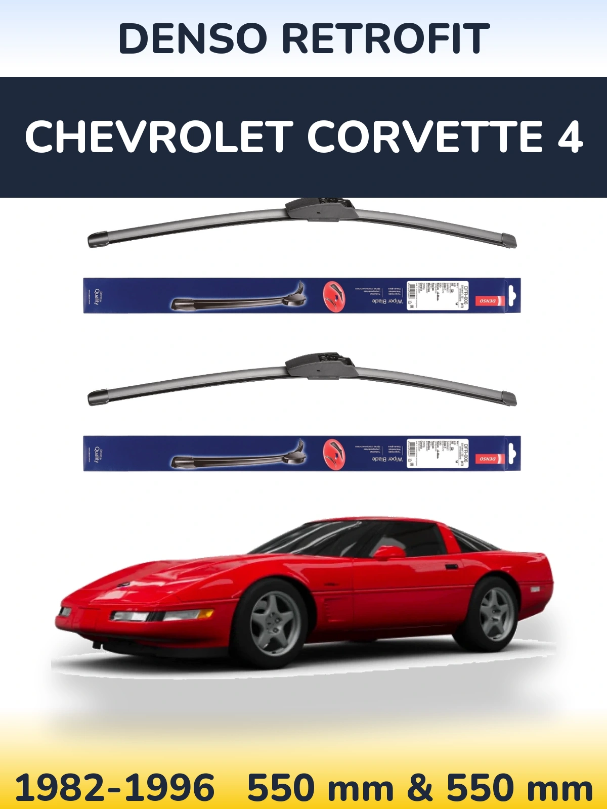 Sada předních stěračů Denso Retrofit 550 a 550 mm pro Chevrolet Corvette 4 1982-1996