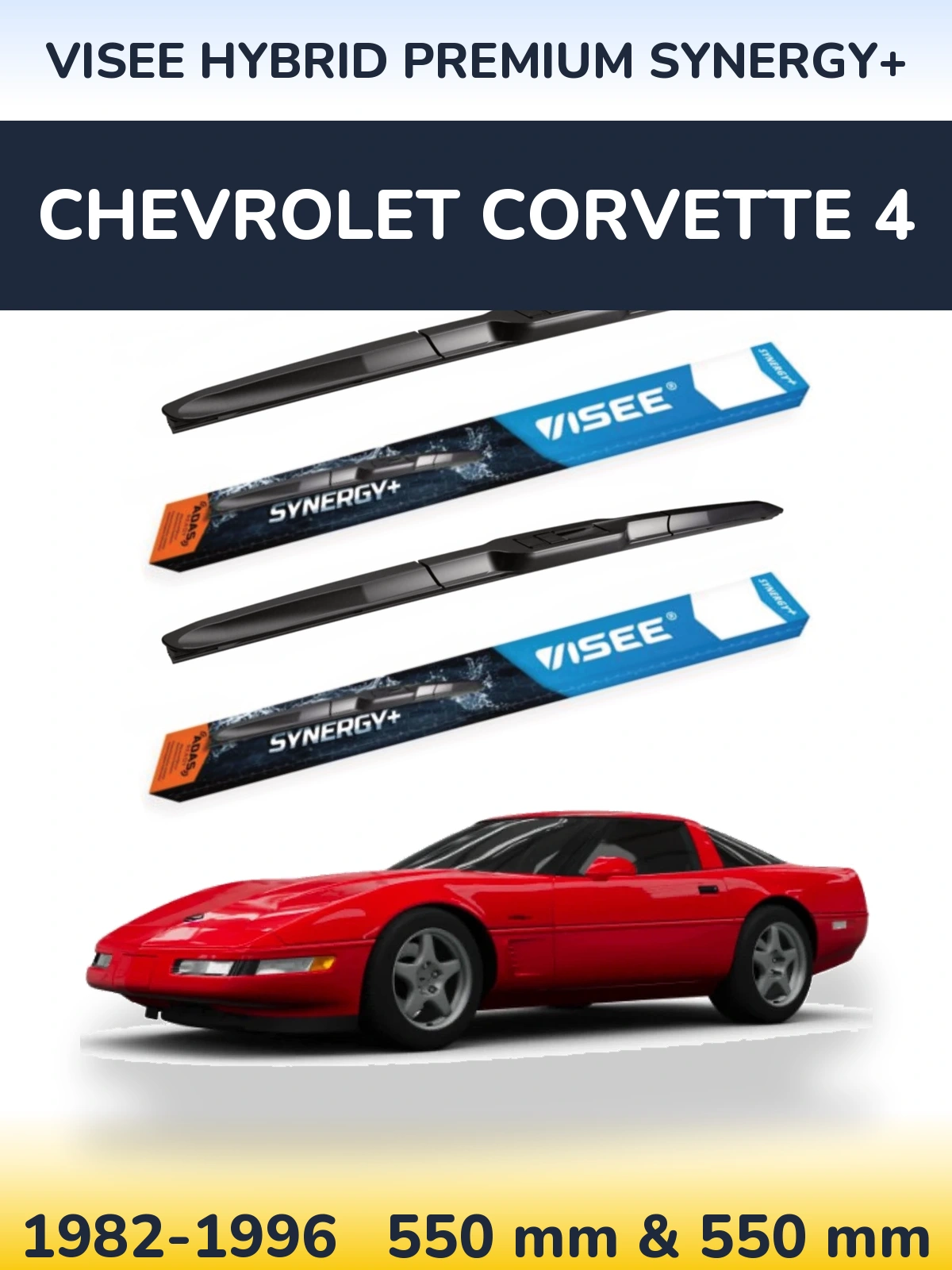 Sada předních stěračů VISEE HYBRID PREMIUM SYNERGY+ 550 a 550 mm pro Chevrolet Corvette 4 1982-1996