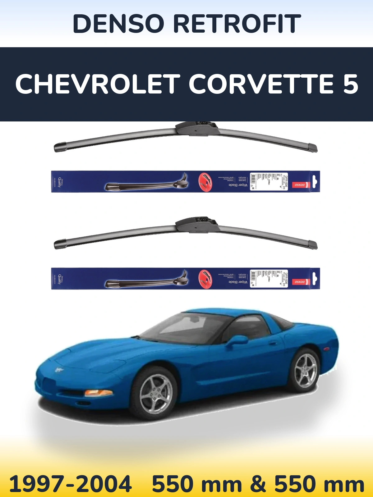 Sada předních stěračů Denso Retrofit 550 a 550 mm pro Chevrolet Corvette 5 1997-2004