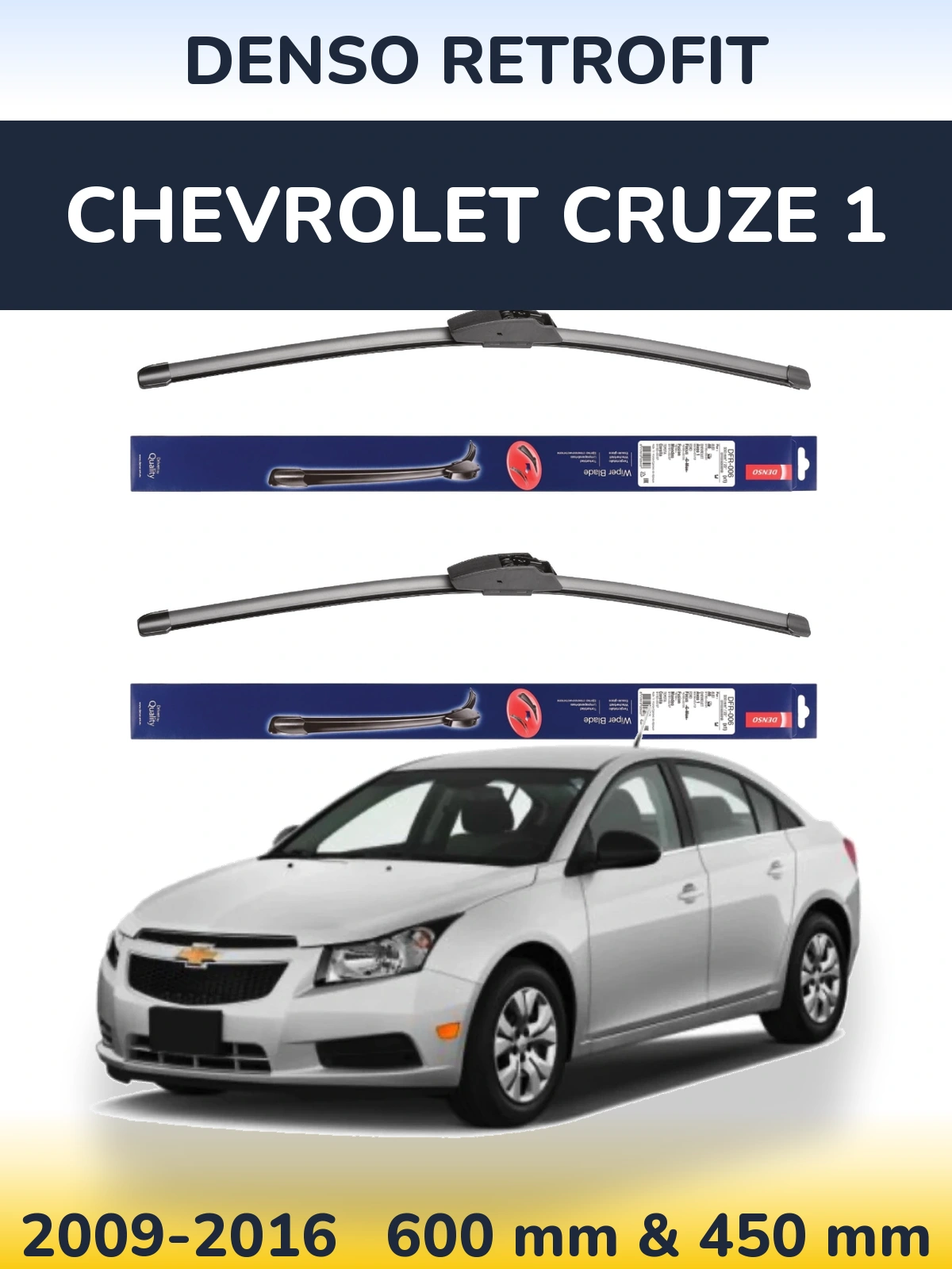 Sada předních stěračů Denso Retrofit 600 a 450 mm pro Chevrolet Cruze 1 2009-2016