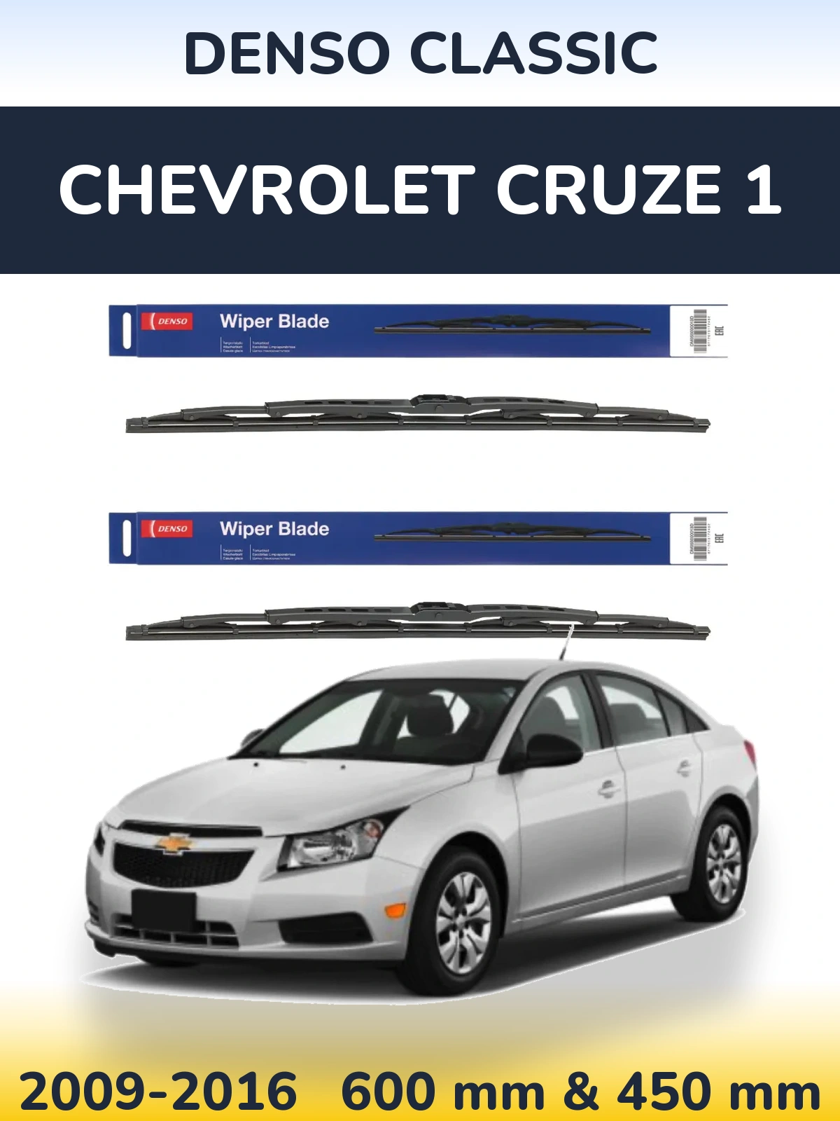 Sada předních stěračů Denso Classic 600 a 450 mm pro Chevrolet Cruze 1 2009-2016
