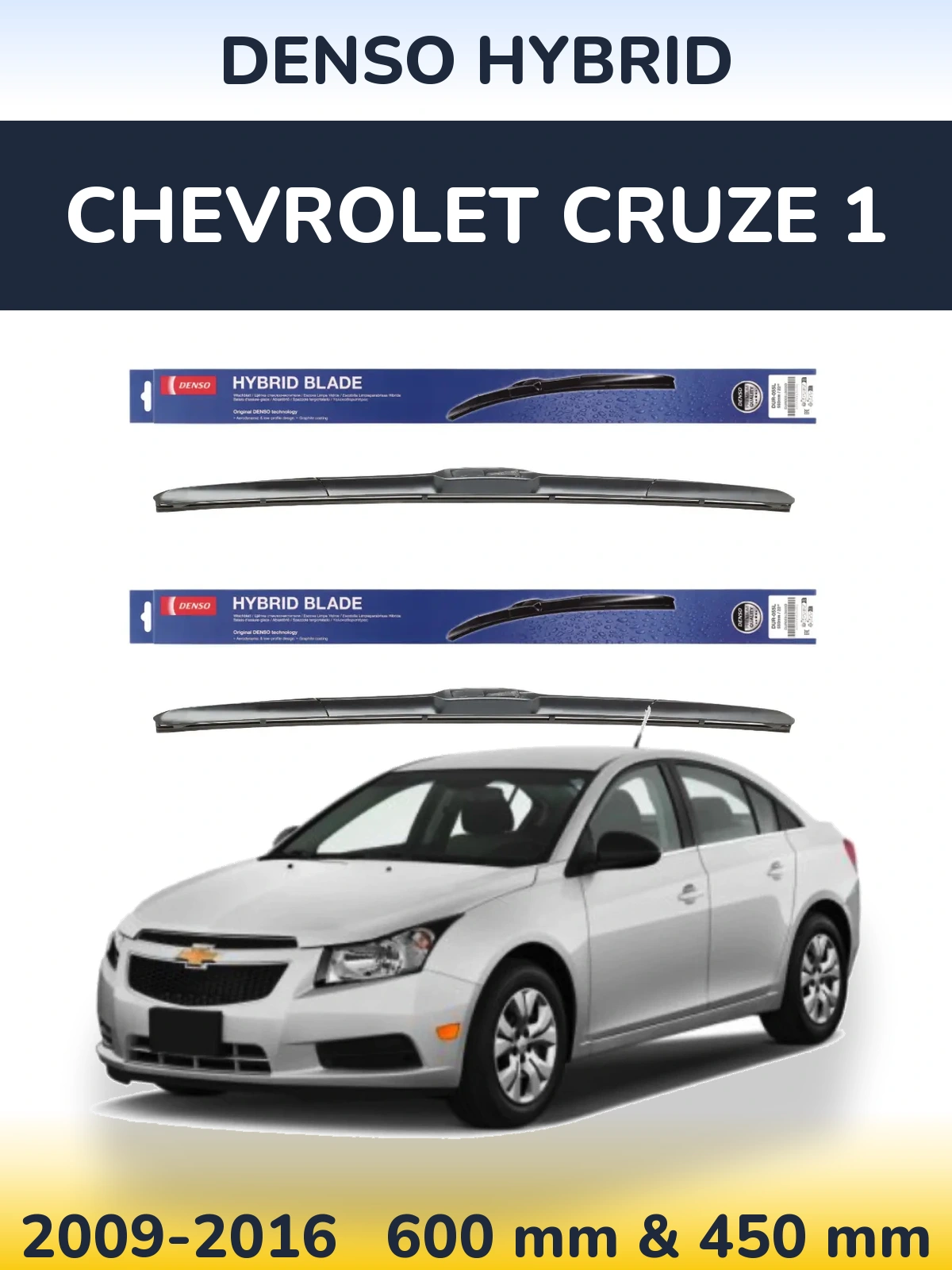 Sada předních stěračů Denso Hybrid 600 a 450 mm pro Chevrolet Cruze 1 2009-2016