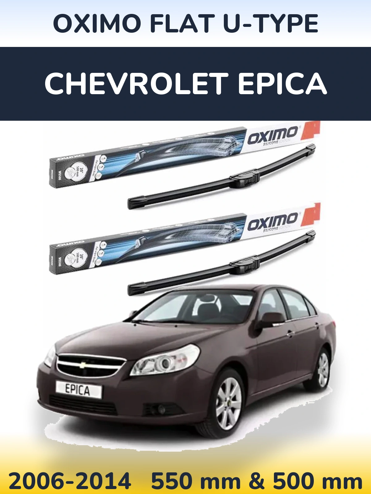 Sada předních stěračů Oximo Flat U-type 550 a 500 mm pro Chevrolet Epica 2006-2014