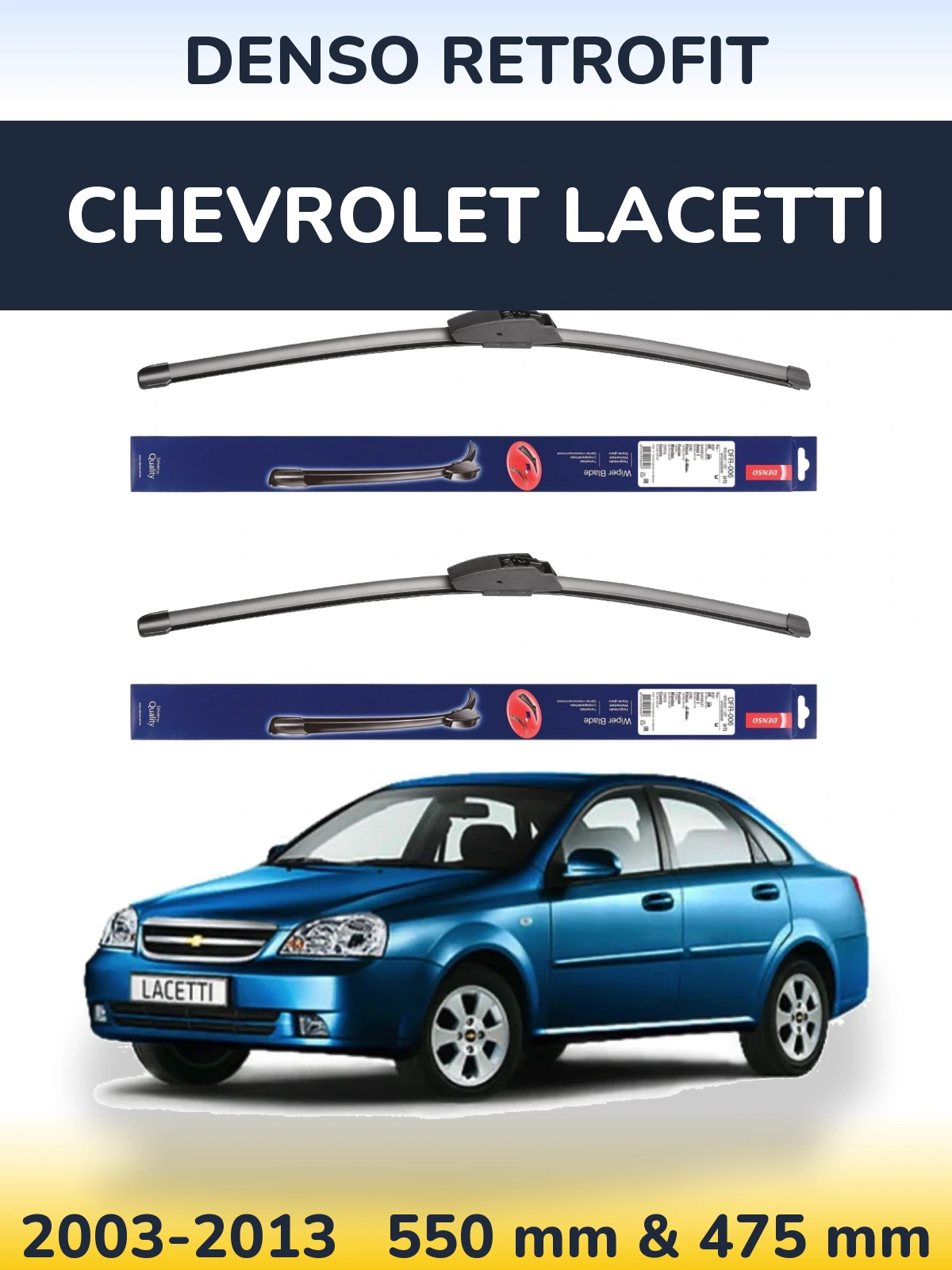 Sada předních stěračů Denso Retrofit 550 a 475 mm pro Chevrolet Lacetti 2003-2013