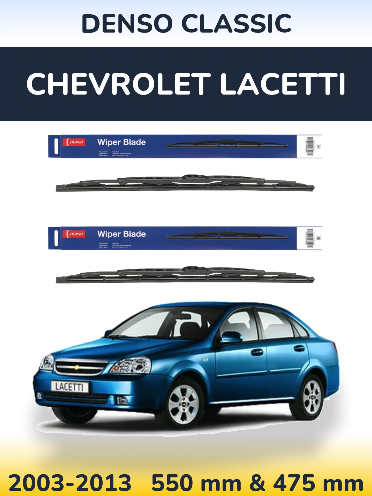Sada předních stěračů Denso Classic 550 a 475 mm pro Chevrolet Lacetti 2003-2013