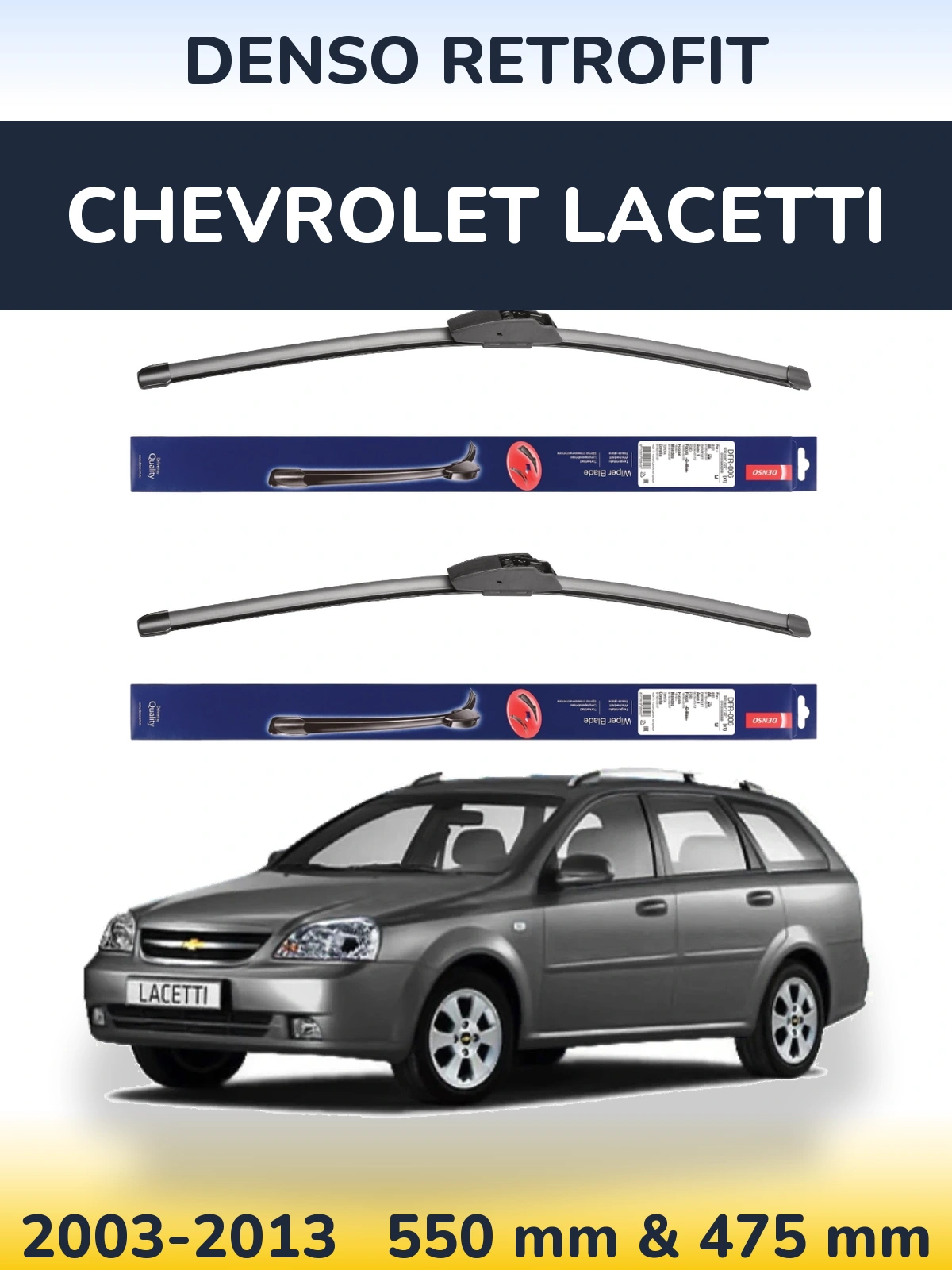 Sada předních stěračů Denso Retrofit 550 a 475 mm pro Chevrolet Lacetti 2003-2013