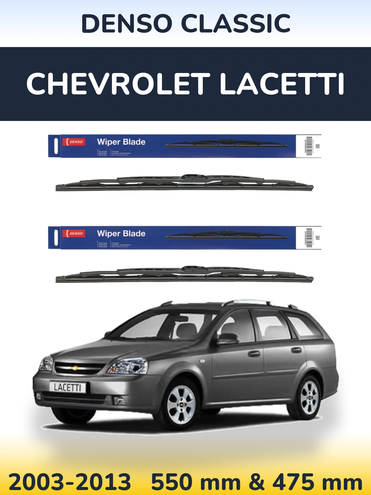Sada předních stěračů Denso Classic 550 a 475 mm pro Chevrolet Lacetti 2003-2013
