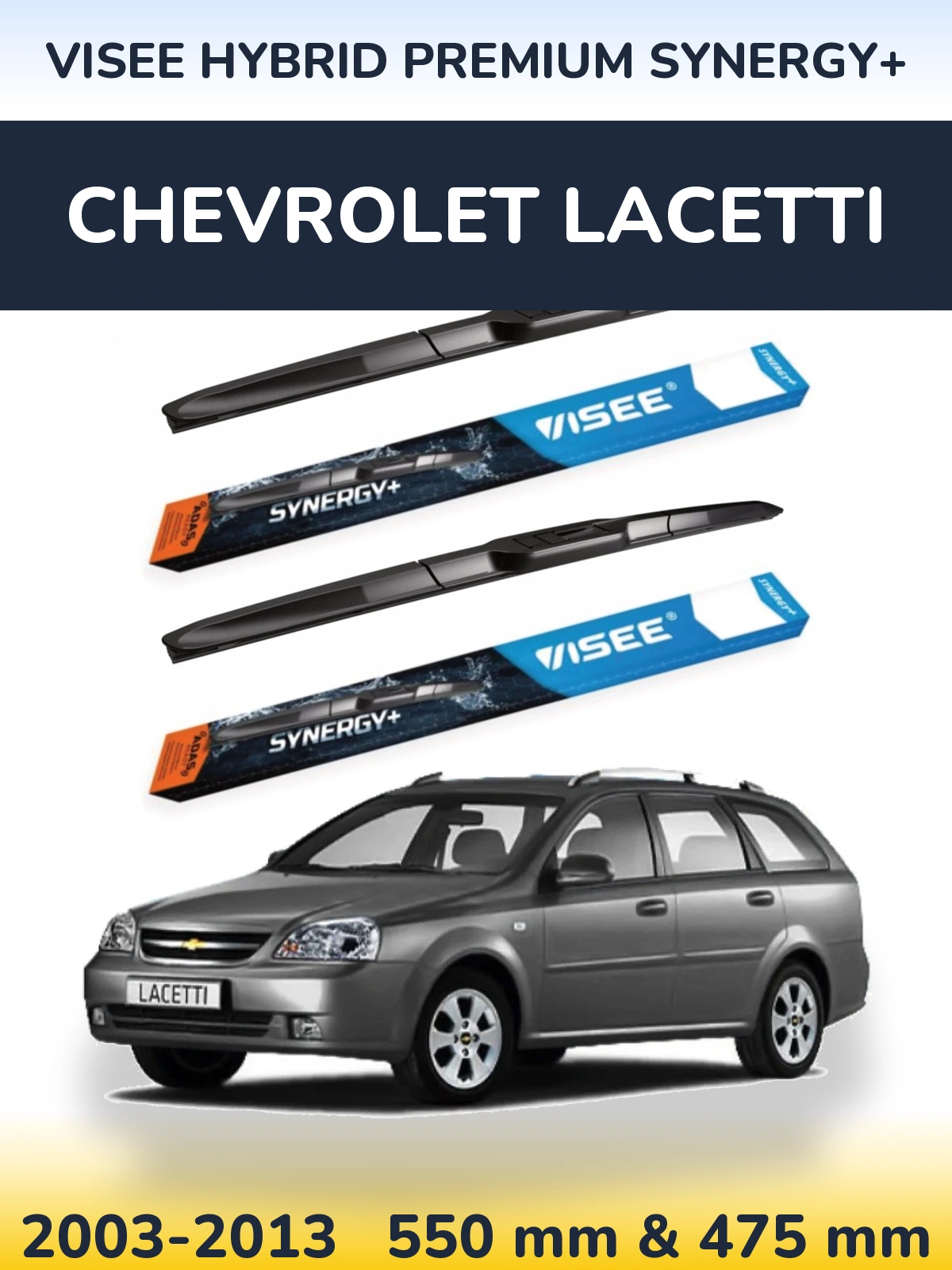 Sada předních stěračů VISEE HYBRID PREMIUM SYNERGY+ 550 a 475 mm pro Chevrolet Lacetti 2003-2013