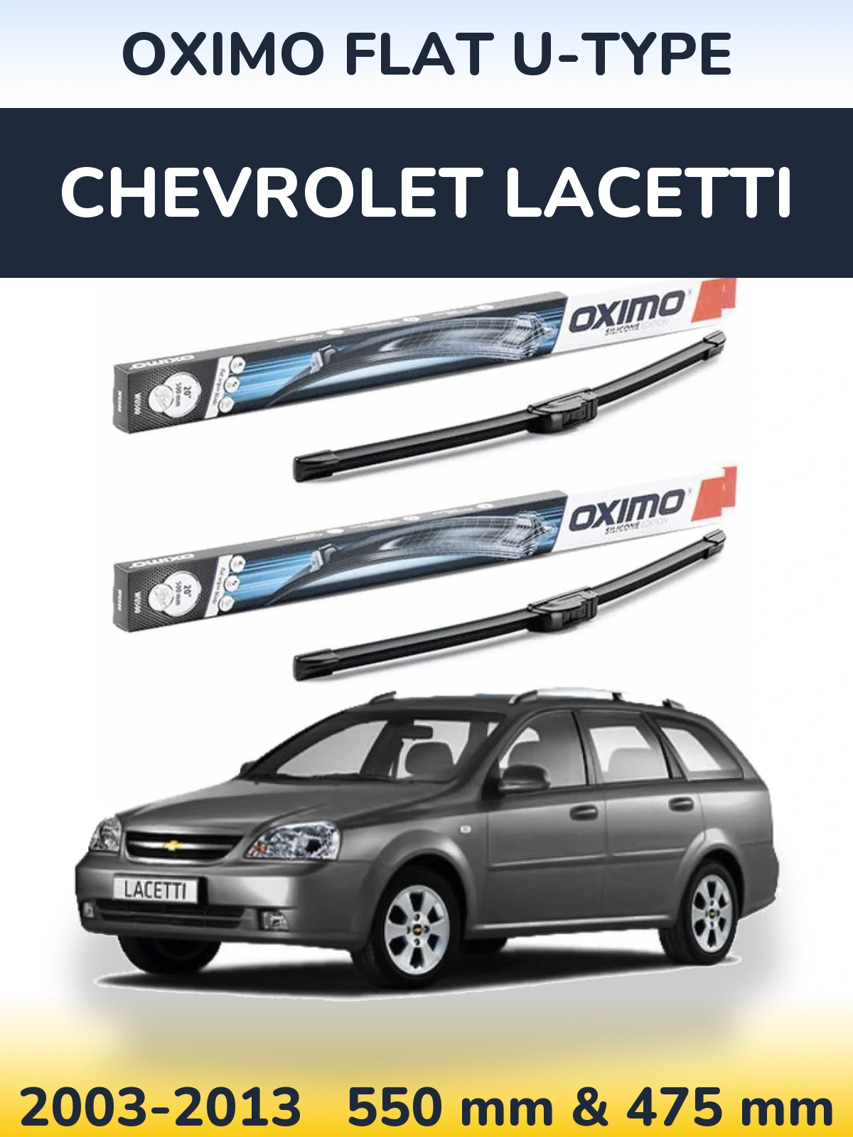 Sada předních stěračů Oximo Flat U-type 550 a 475 mm pro Chevrolet Lacetti 2003-2013