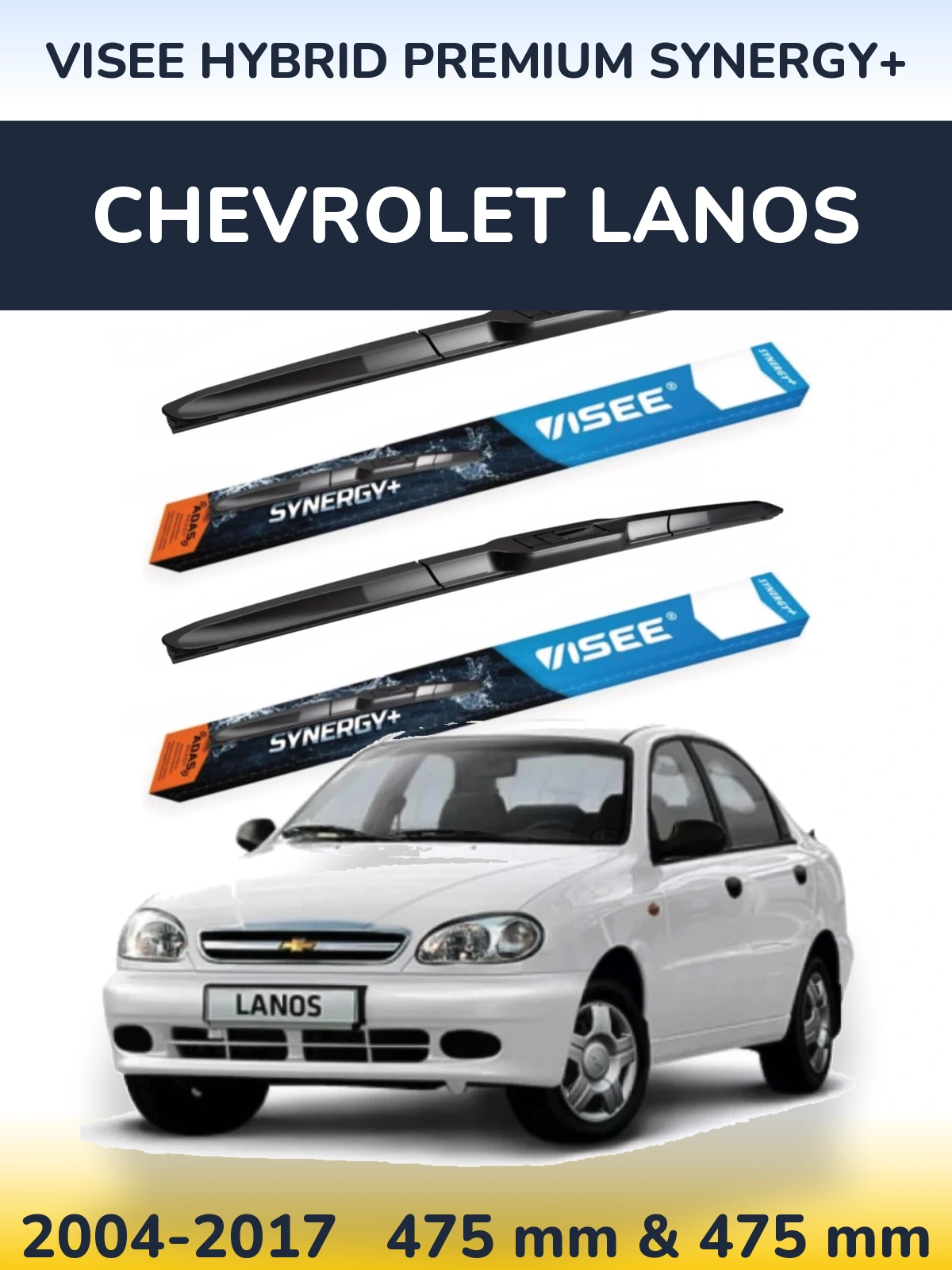 Sada předních stěračů VISEE HYBRID PREMIUM SYNERGY+ 475 a 475 mm pro Chevrolet Lanos 2004-2017