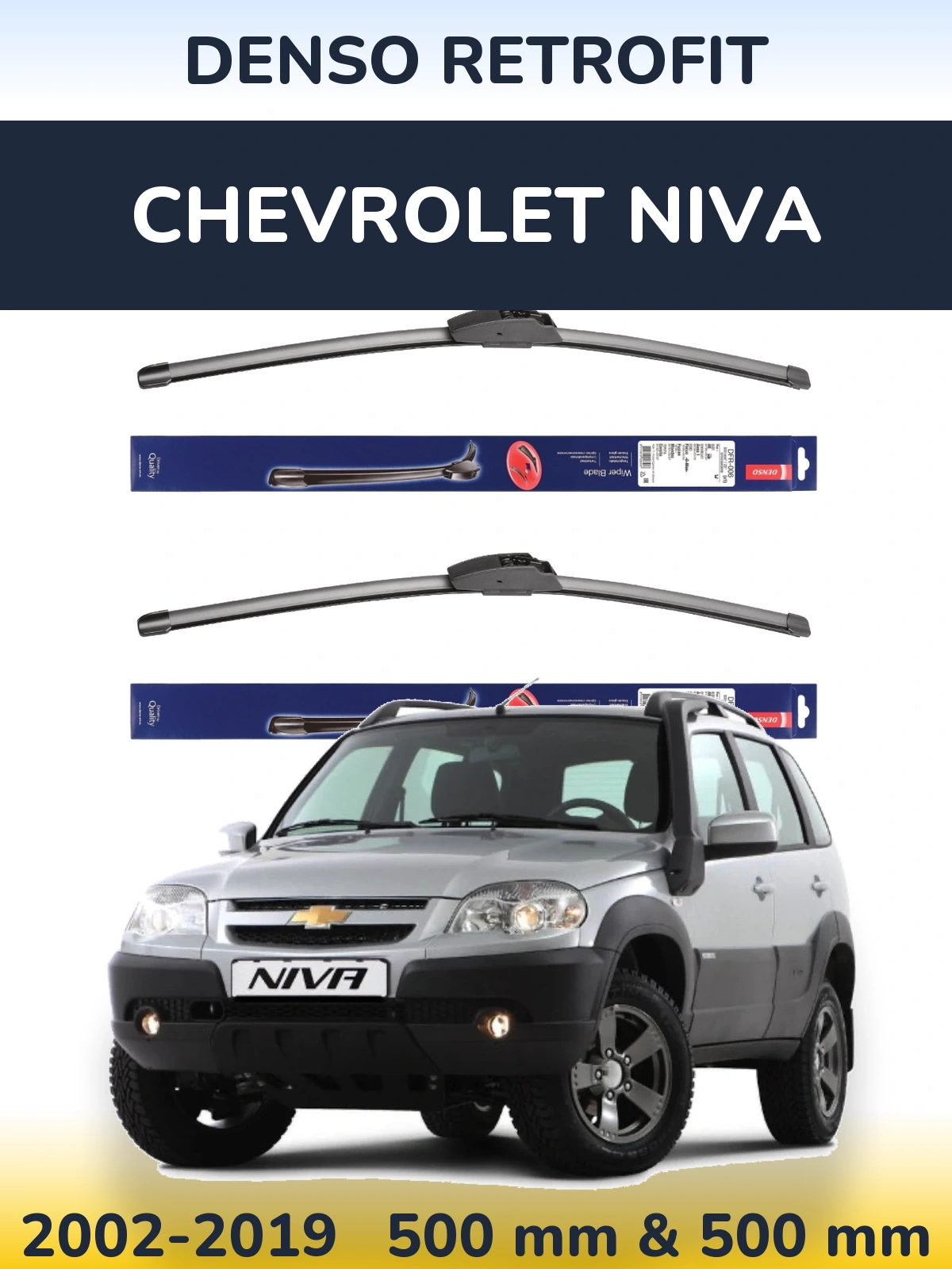 Sada předních stěračů Denso Retrofit 500 a 500 mm pro Chevrolet Niva 2002-2019