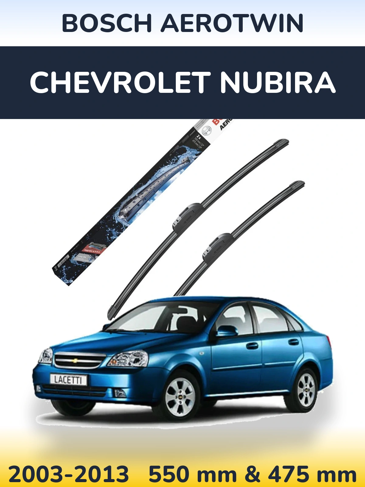 Sada předních stěračů BOSCH AeroTwin 550 a 475 mm pro Chevrolet Nubira 2003-2013