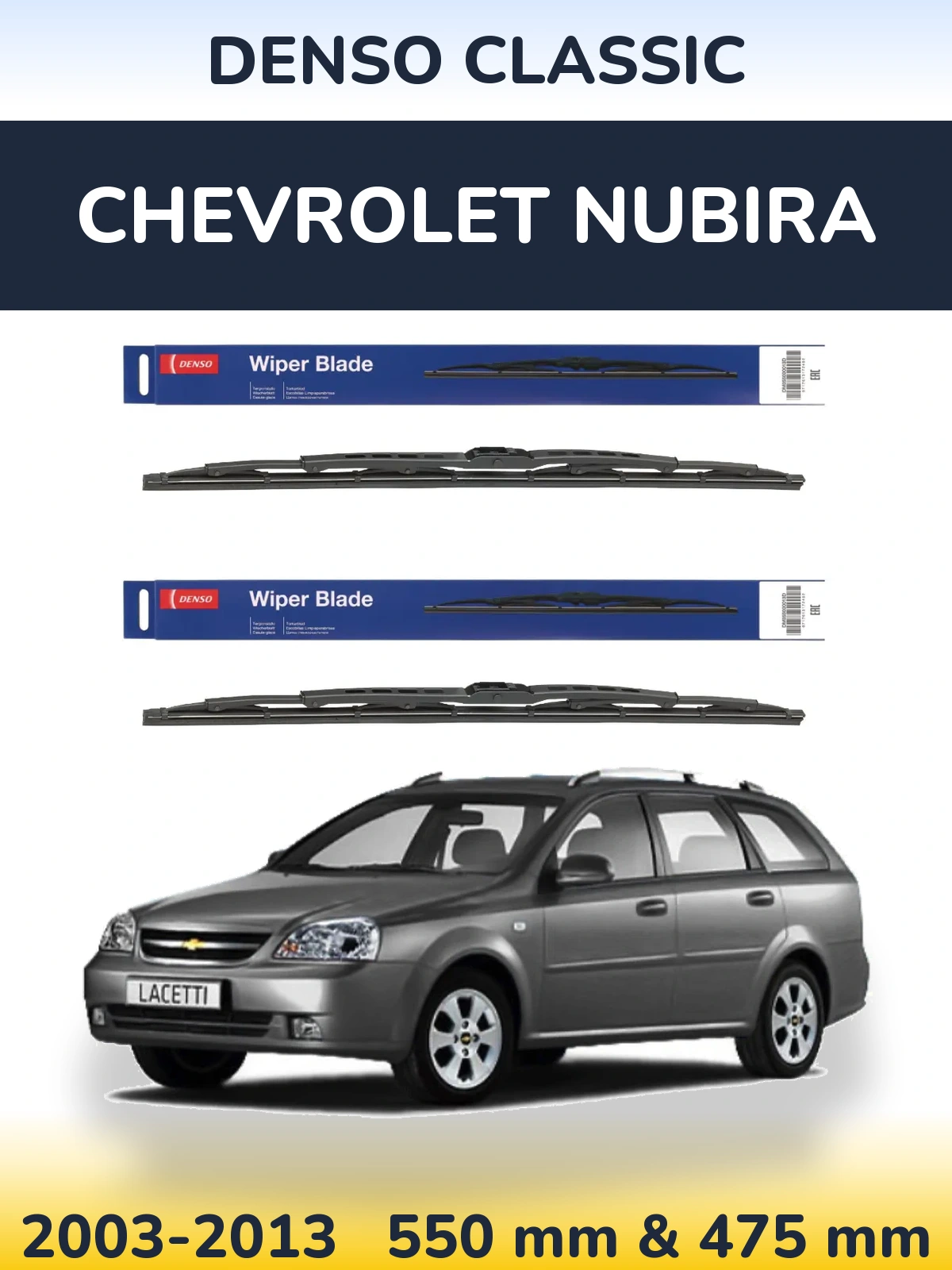 Sada předních stěračů Denso Classic 550 a 475 mm pro Chevrolet Nubira 2003-2013