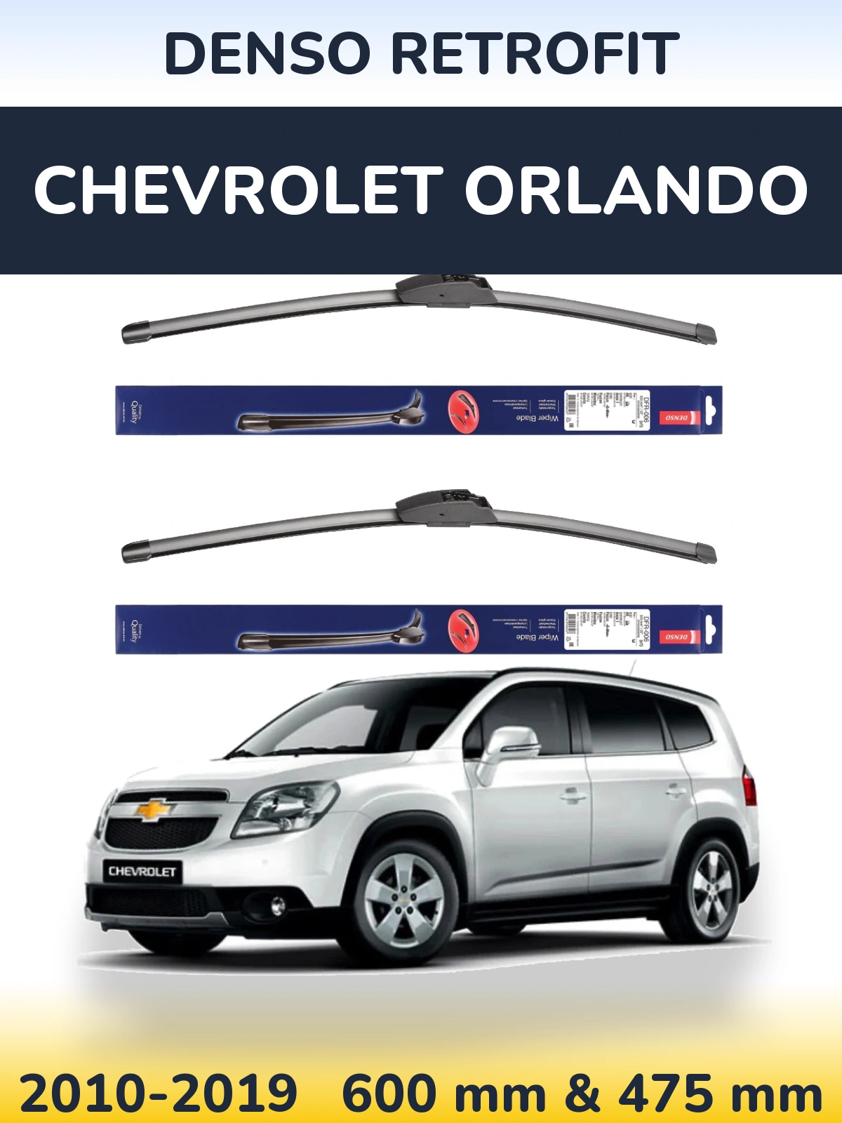 Sada předních stěračů Denso Retrofit 600 a 475 mm pro Chevrolet Orlando 2010-2019