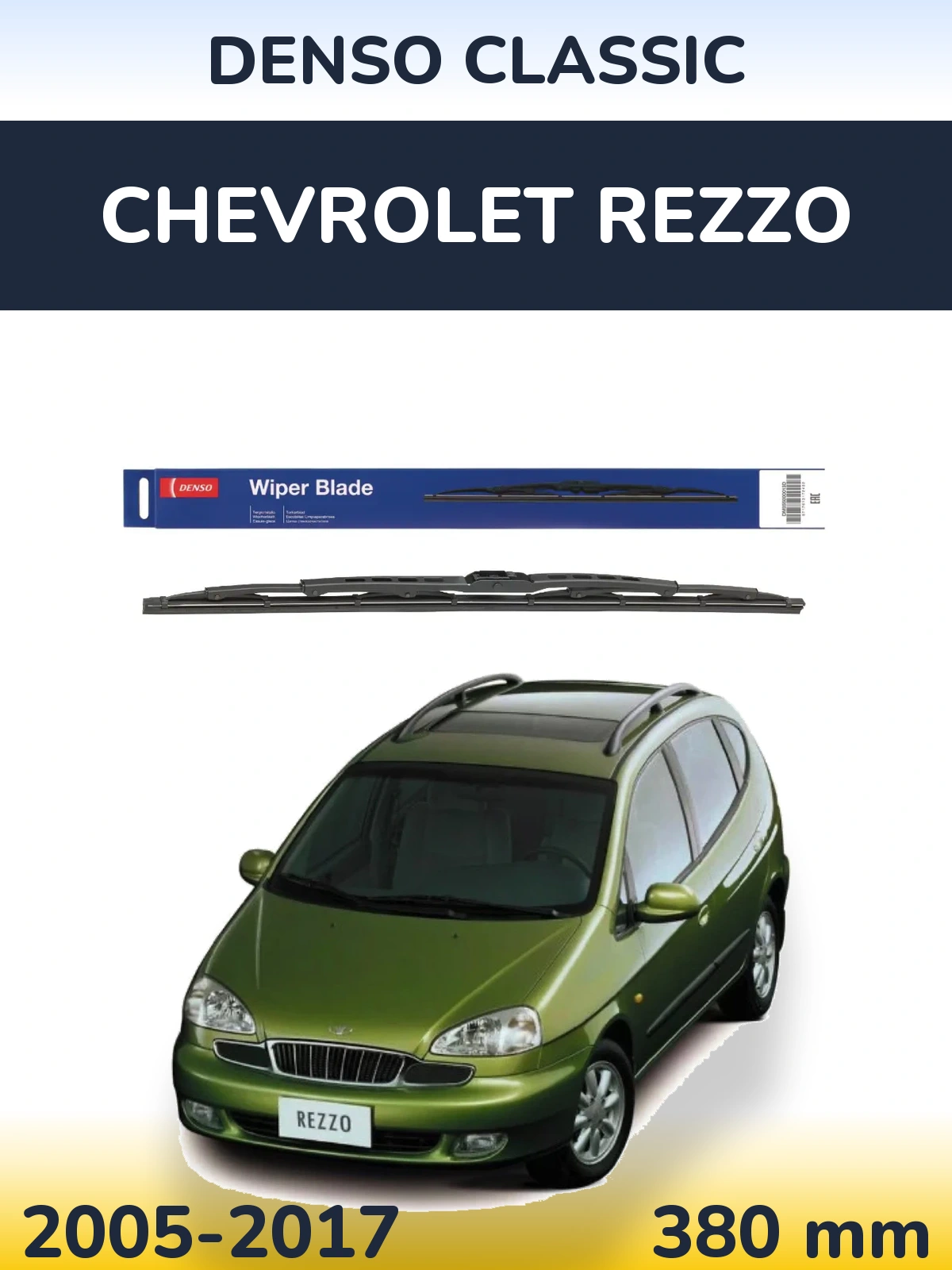 Zadní stěrač Denso Classic 380 mm pro Chevrolet Rezzo 2005-2017