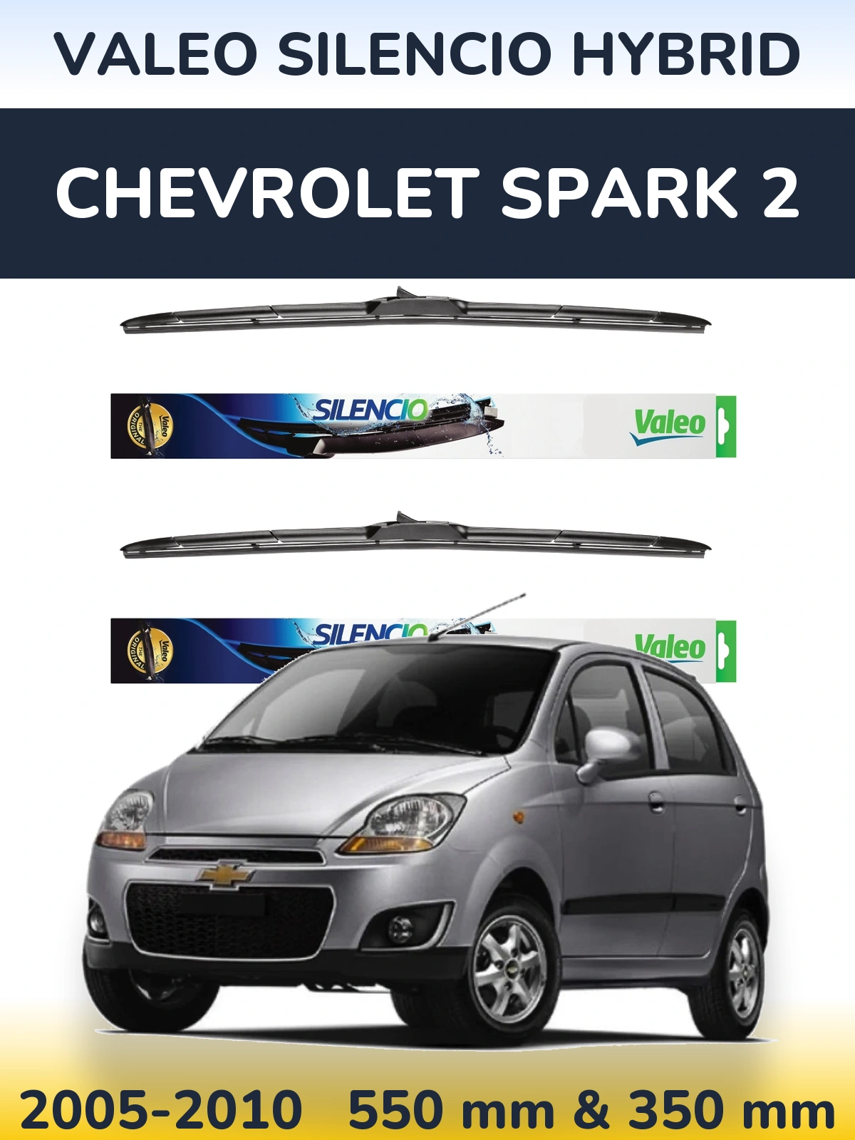 Комплект передніх щіток Valeo Silencio Hybrid 550 & 350 мм для Chevrolet Spark 2 2005-2010