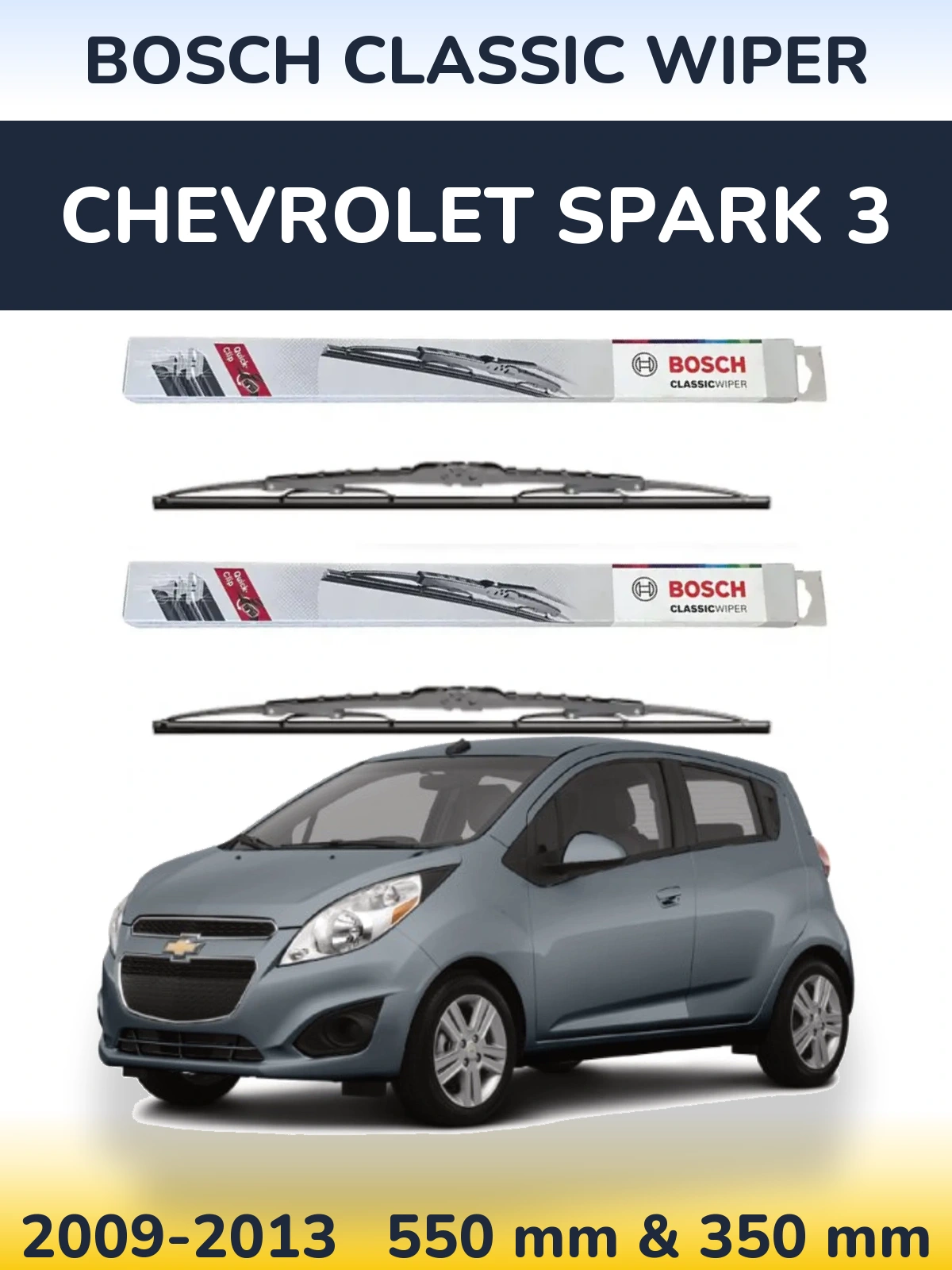 Комплект передніх щіток BOSCH Classic Wiper 550 & 340 мм для Chevrolet Spark 3 2009-2013