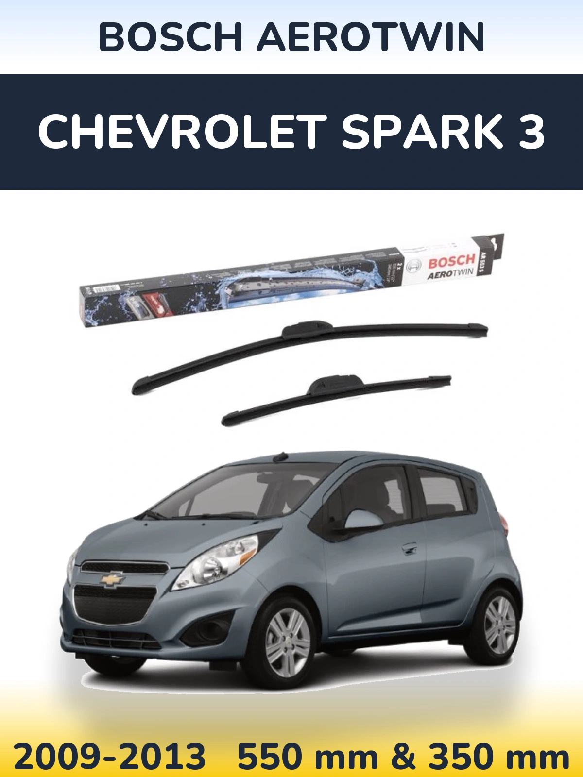 Sada předních stěračů BOSCH AeroTwin 550 a 350 mm pro Chevrolet Spark 3 2009-2013