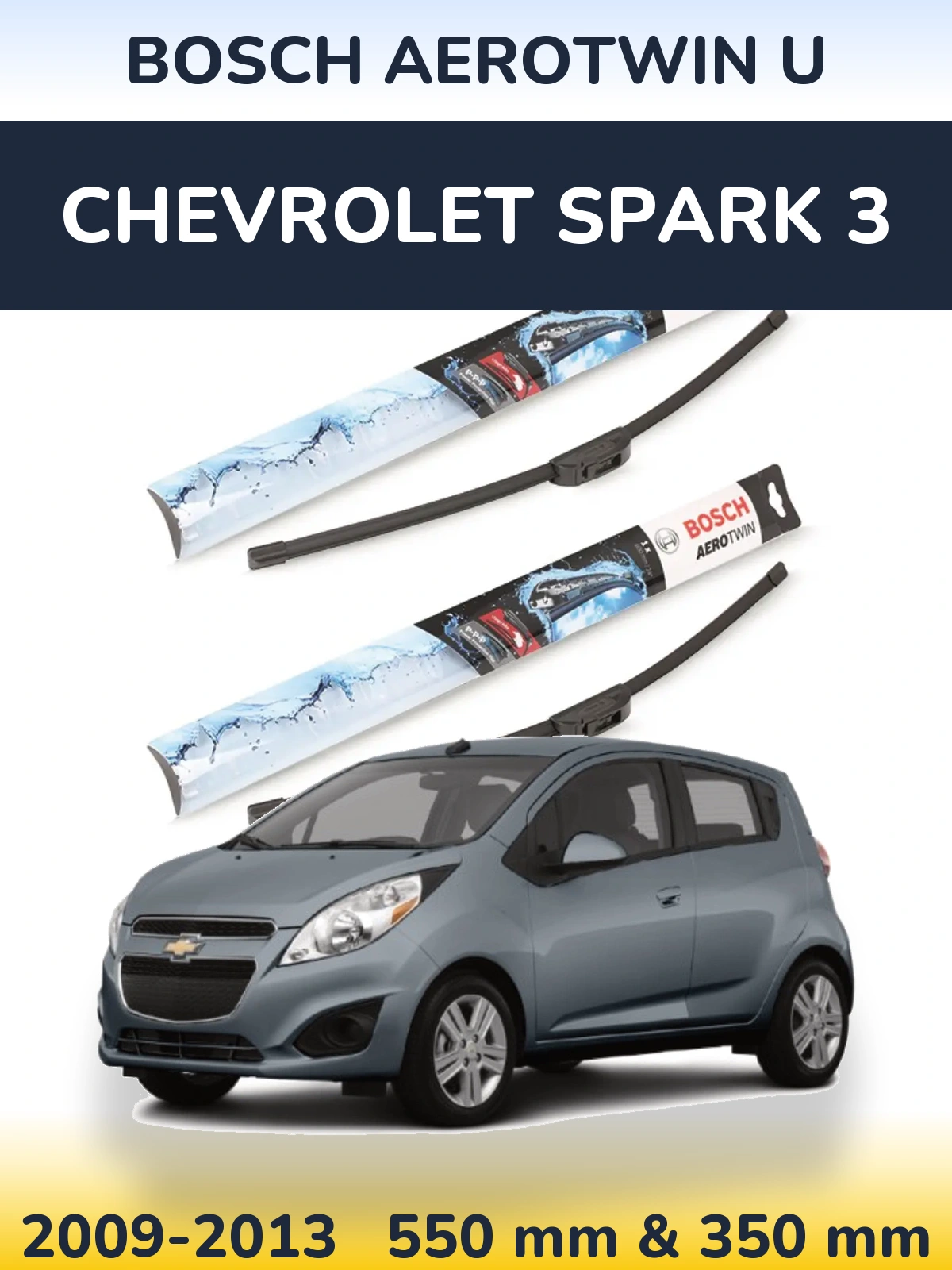 Sada předních stěračů BOSCH AeroTwin U 550 a 350 mm pro Chevrolet Spark 3 2009-2013