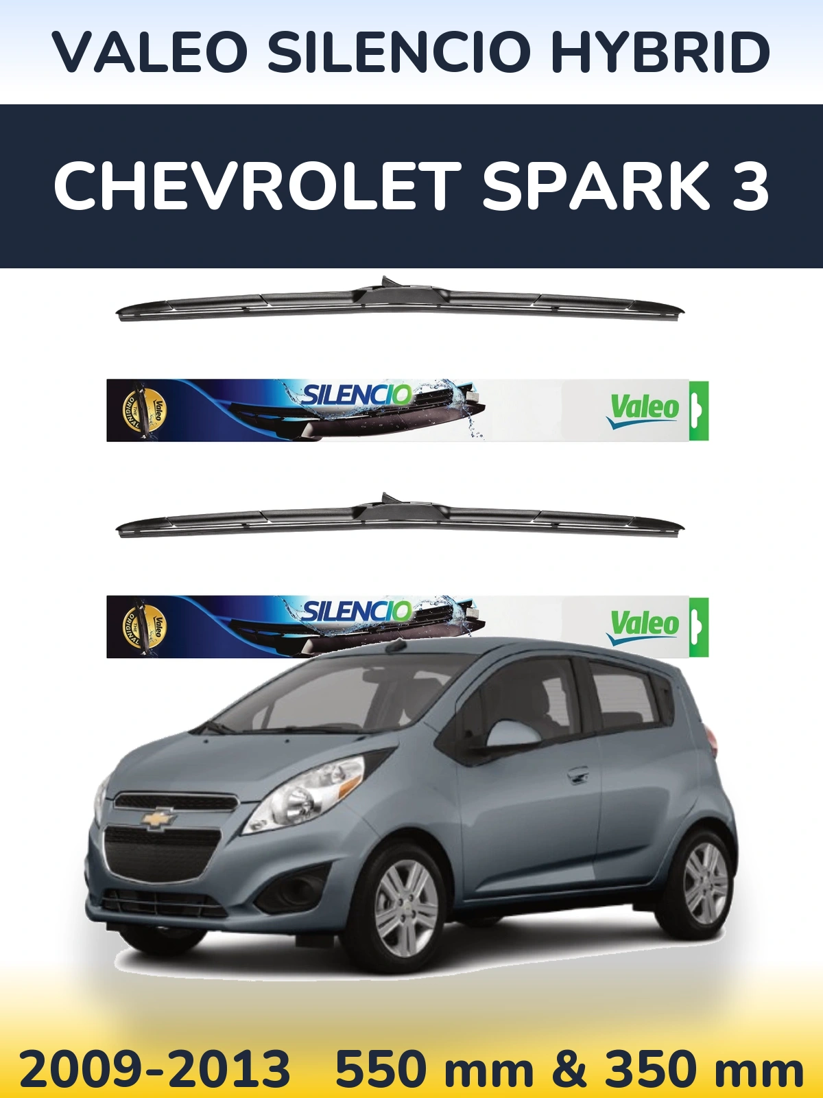 Комплект передніх щіток Valeo Silencio Hybrid 550 & 350 мм для Chevrolet Spark 3 2009-2013