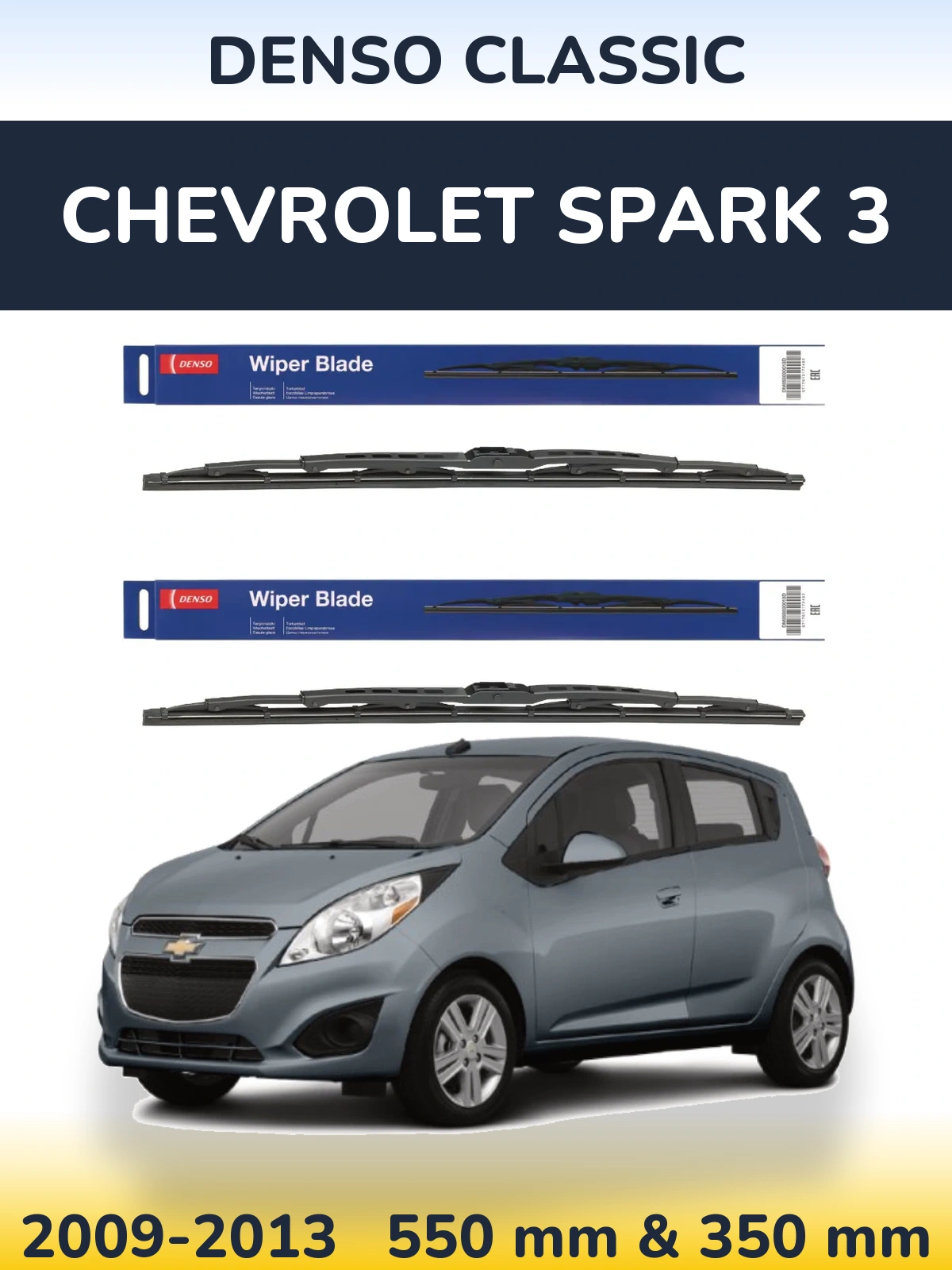 Sada předních stěračů Denso Classic 550 a 350 mm pro Chevrolet Spark 3 2009-2013