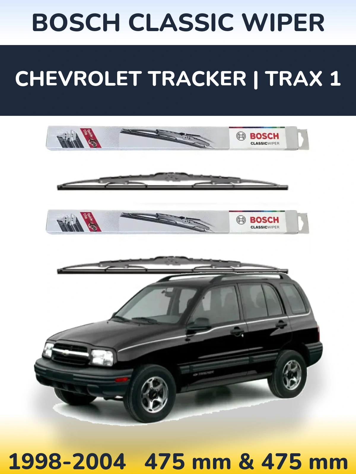 Sada předních stěračů BOSCH Classic Wiper 475 a 475 mm pro Chevrolet Tracker | Trax 1 1998-2004
