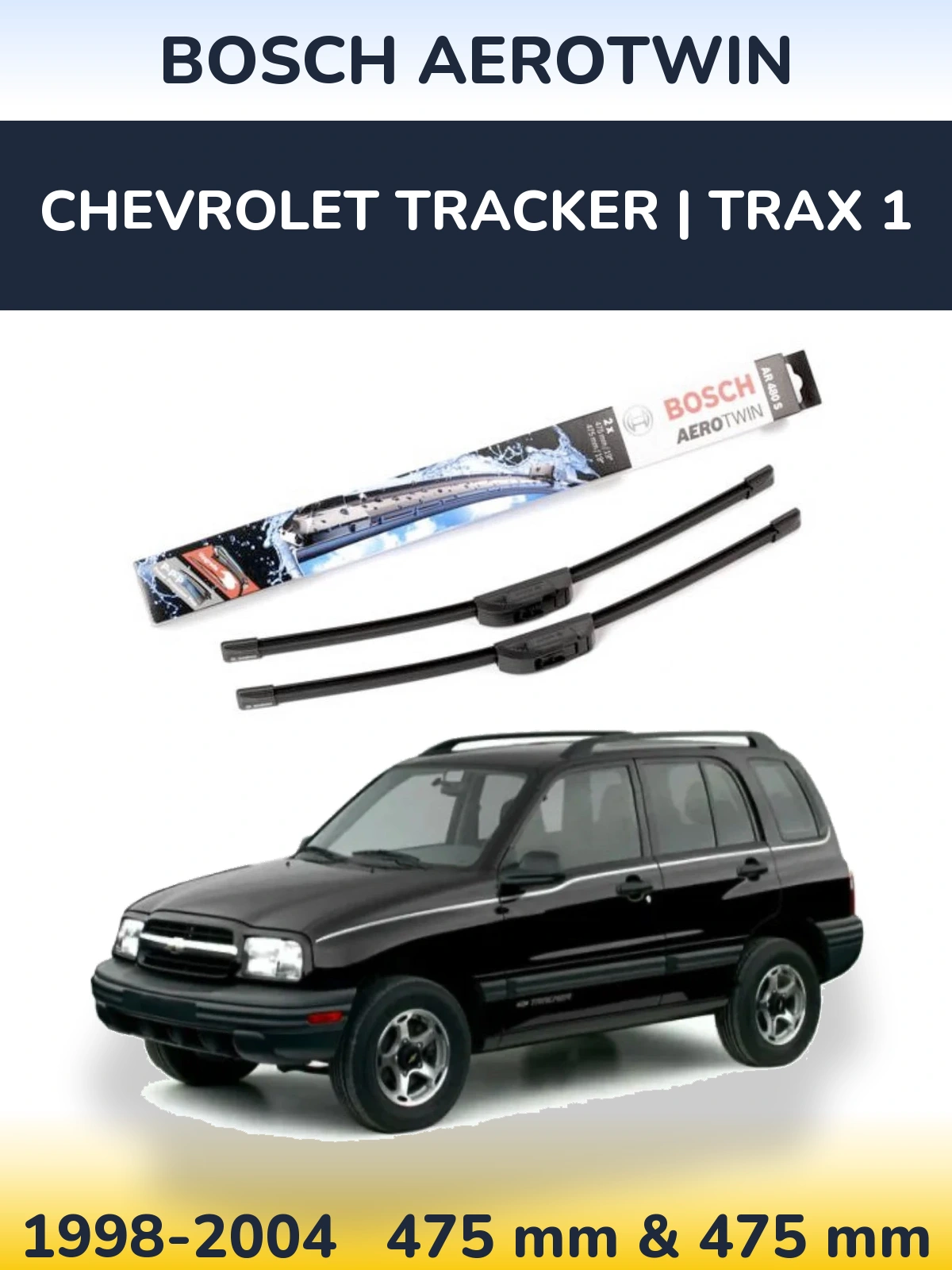 Sada předních stěračů BOSCH AeroTwin 475 a 475 mm pro Chevrolet Tracker | Trax 1 1998-2004