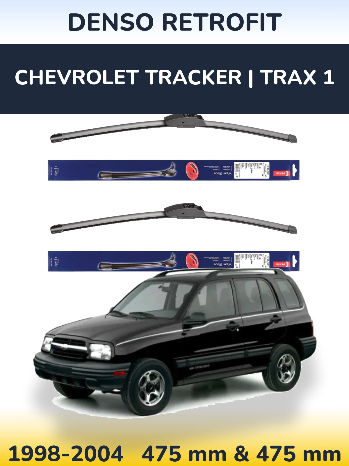 Sada předních stěračů Denso Retrofit 475 a 475 mm pro Chevrolet Tracker | Trax 1 1998-2004