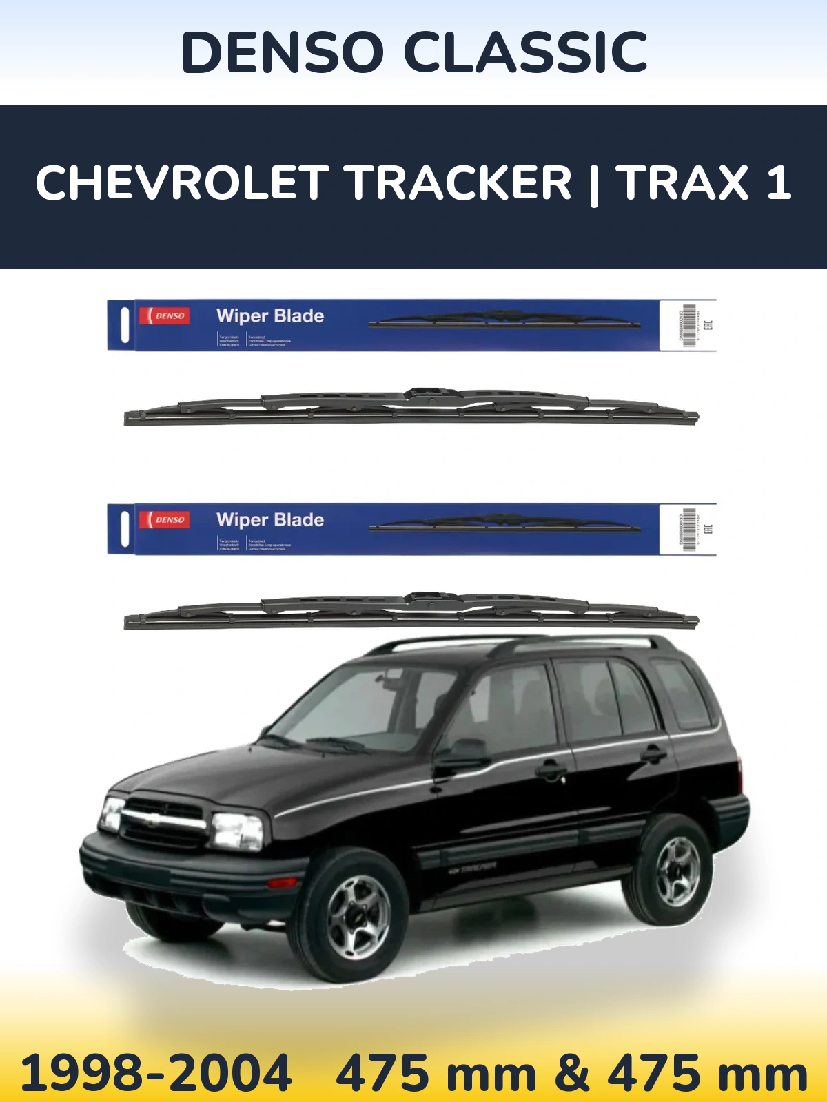 Sada předních stěračů Denso Classic 475 a 475 mm pro Chevrolet Tracker | Trax 1 1998-2004