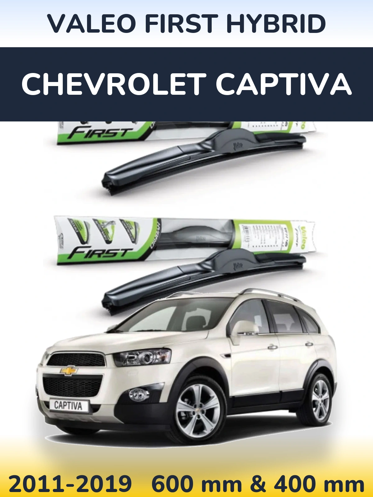 Sada předních stěračů Valeo First Hybrid 600 a 400 mm pro Chevrolet Captiva 2011-2019