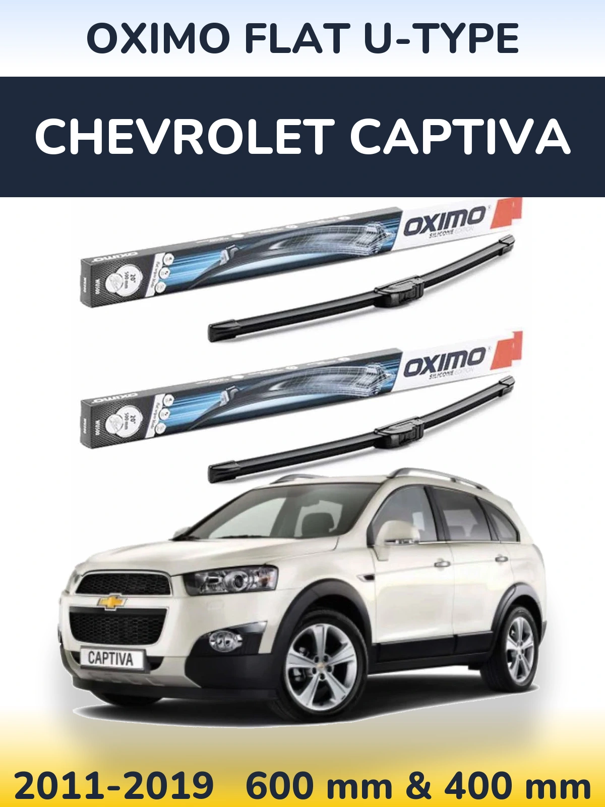 Sada předních stěračů Oximo Flat U-type 600 a 400 mm pro Chevrolet Captiva 2011-2019