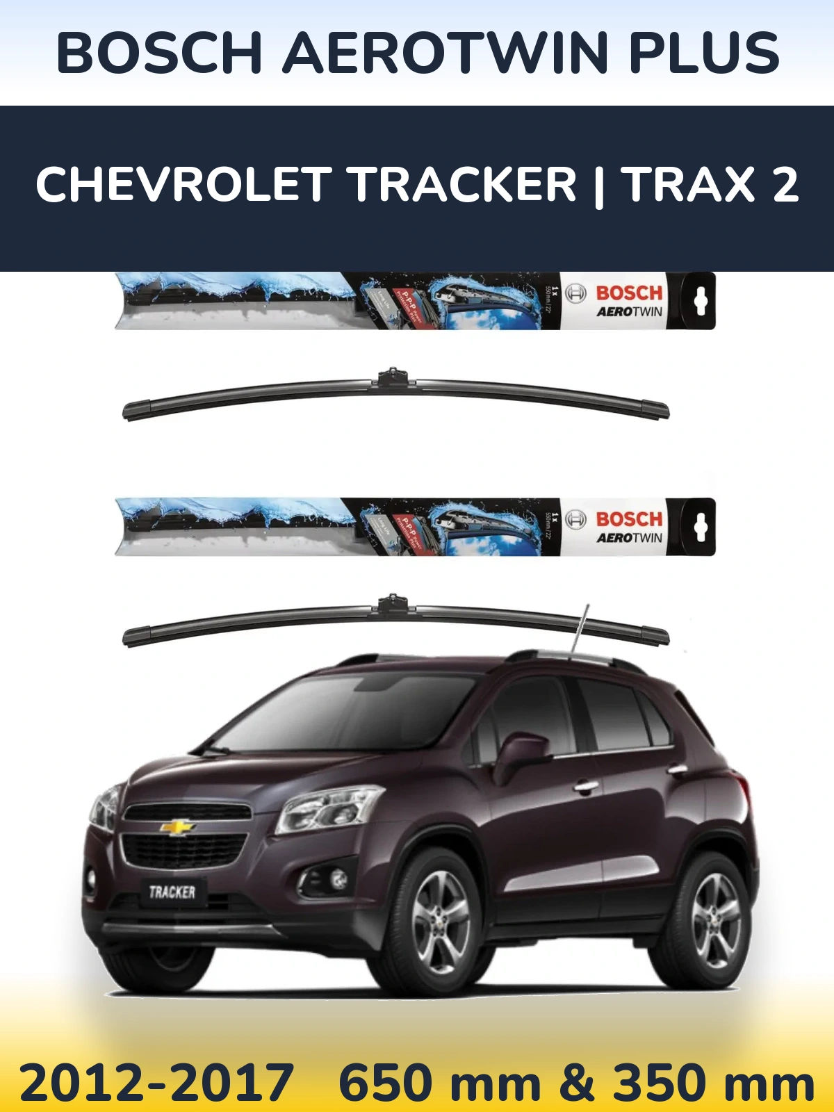 Sada předních stěračů BOSCH AeroTwin Plus 650 a 350 mm pro Chevrolet Tracker | Trax 2 2012-2017