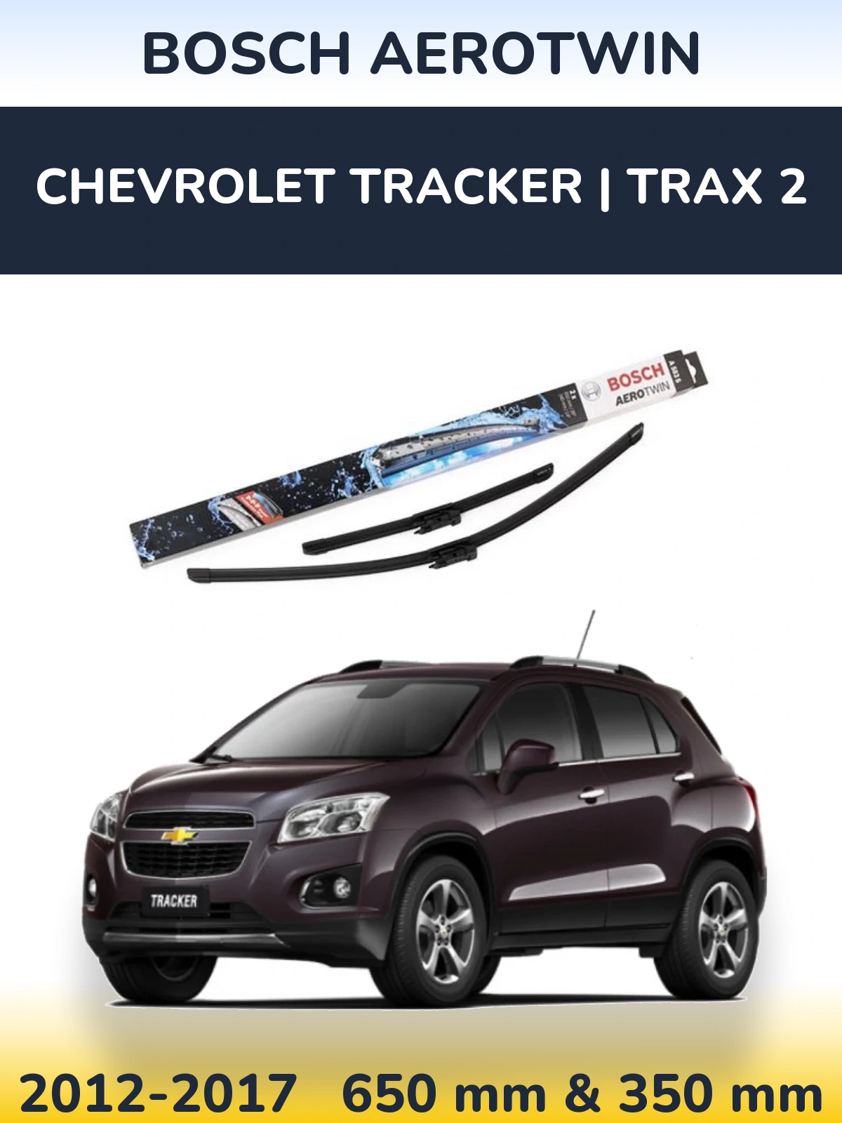 Sada předních stěračů BOSCH AeroTwin 650 a 340 mm pro Chevrolet Tracker | Trax 2 2012-2017