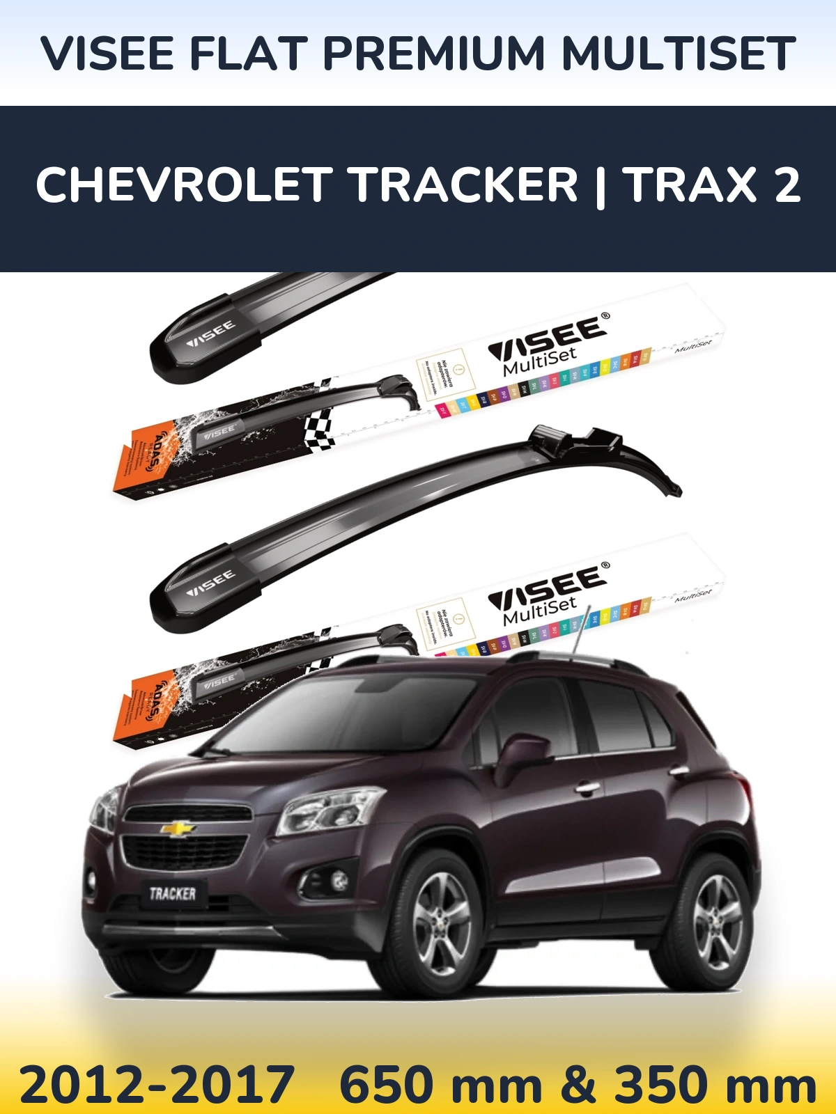 Sada předních stěračů VISEE FLAT PREMIUM MultiSet 650 a 350 mm pro Chevrolet Tracker | Trax 2 2012-2017