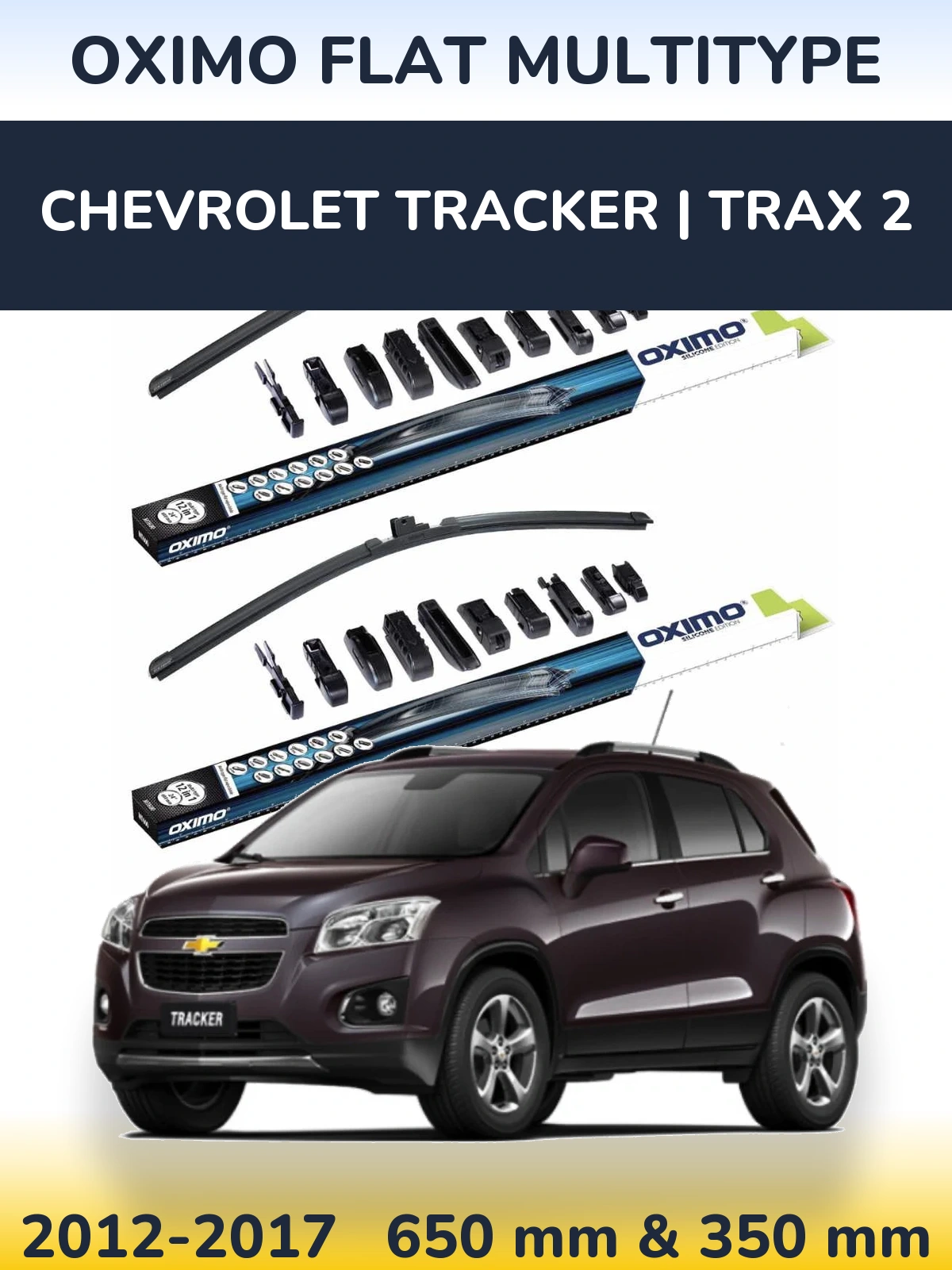 Sada předních stěračů Oximo Flat MultiType 650 a 350 mm pro Chevrolet Tracker | Trax 2 2012-2017