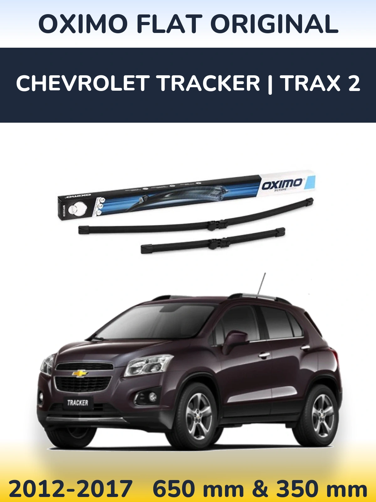 Sada předních stěračů Oximo Flat Original 650 a 350 mm pro Chevrolet Tracker | Trax 2 2012-2017