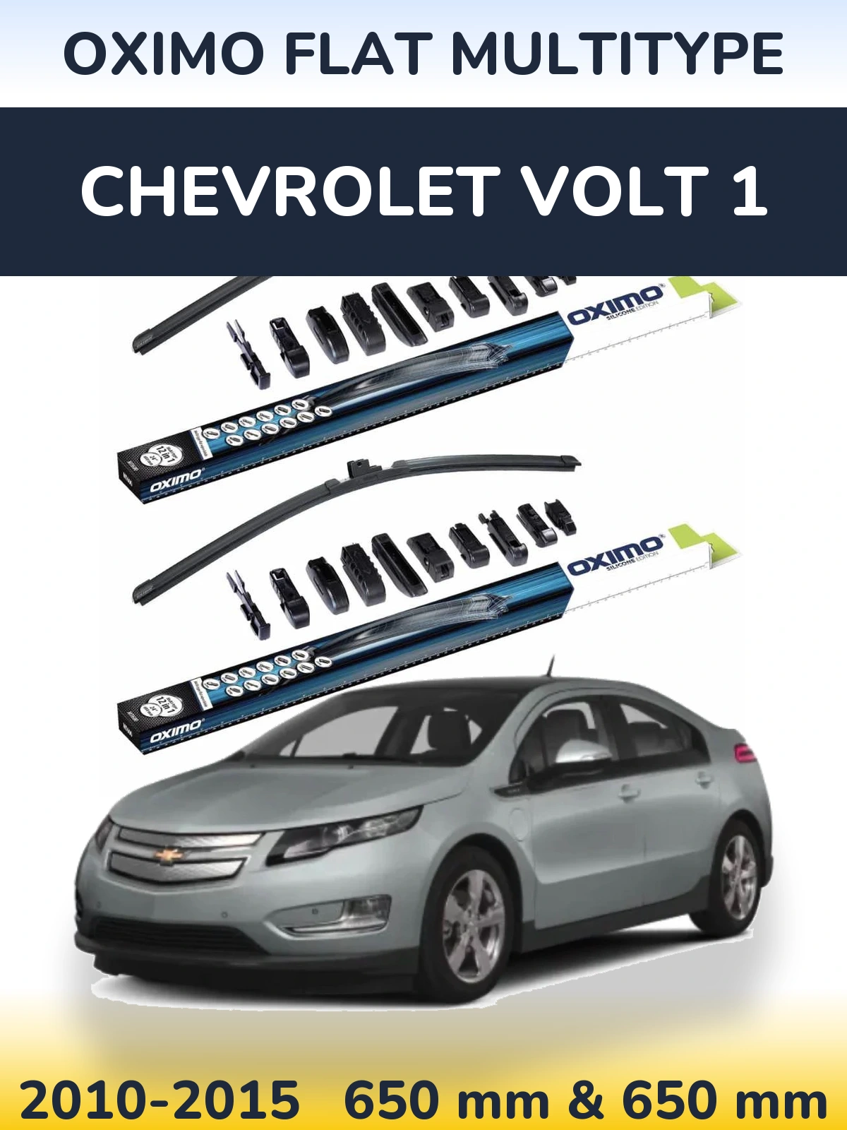 Sada předních stěračů Oximo Flat MultiType 650 a 650 mm pro Chevrolet Volt 1 2010-2015