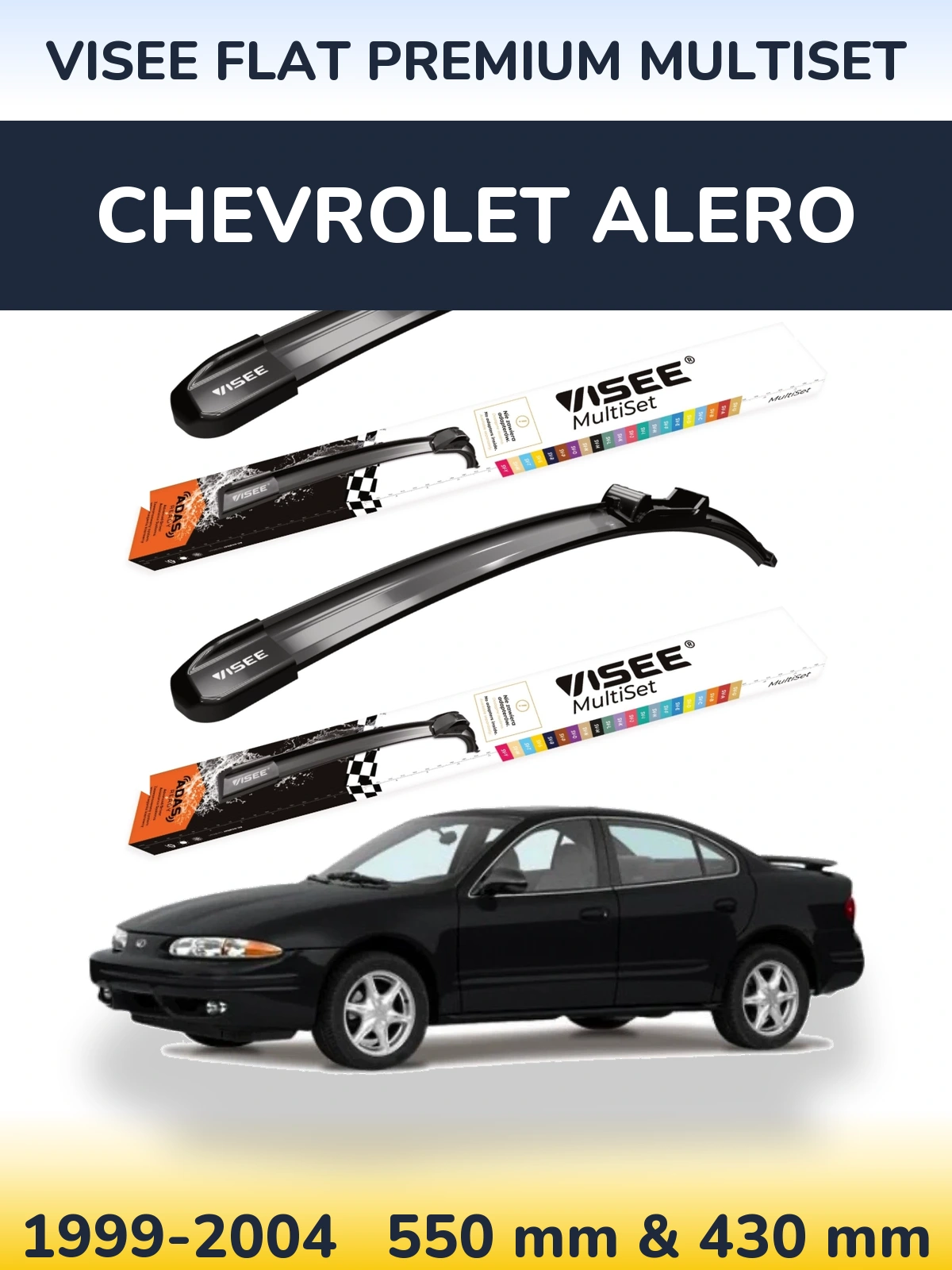 Sada předních stěračů VISEE FLAT PREMIUM MultiSet 550 a 430 mm pro Chevrolet Alero 1999-2004