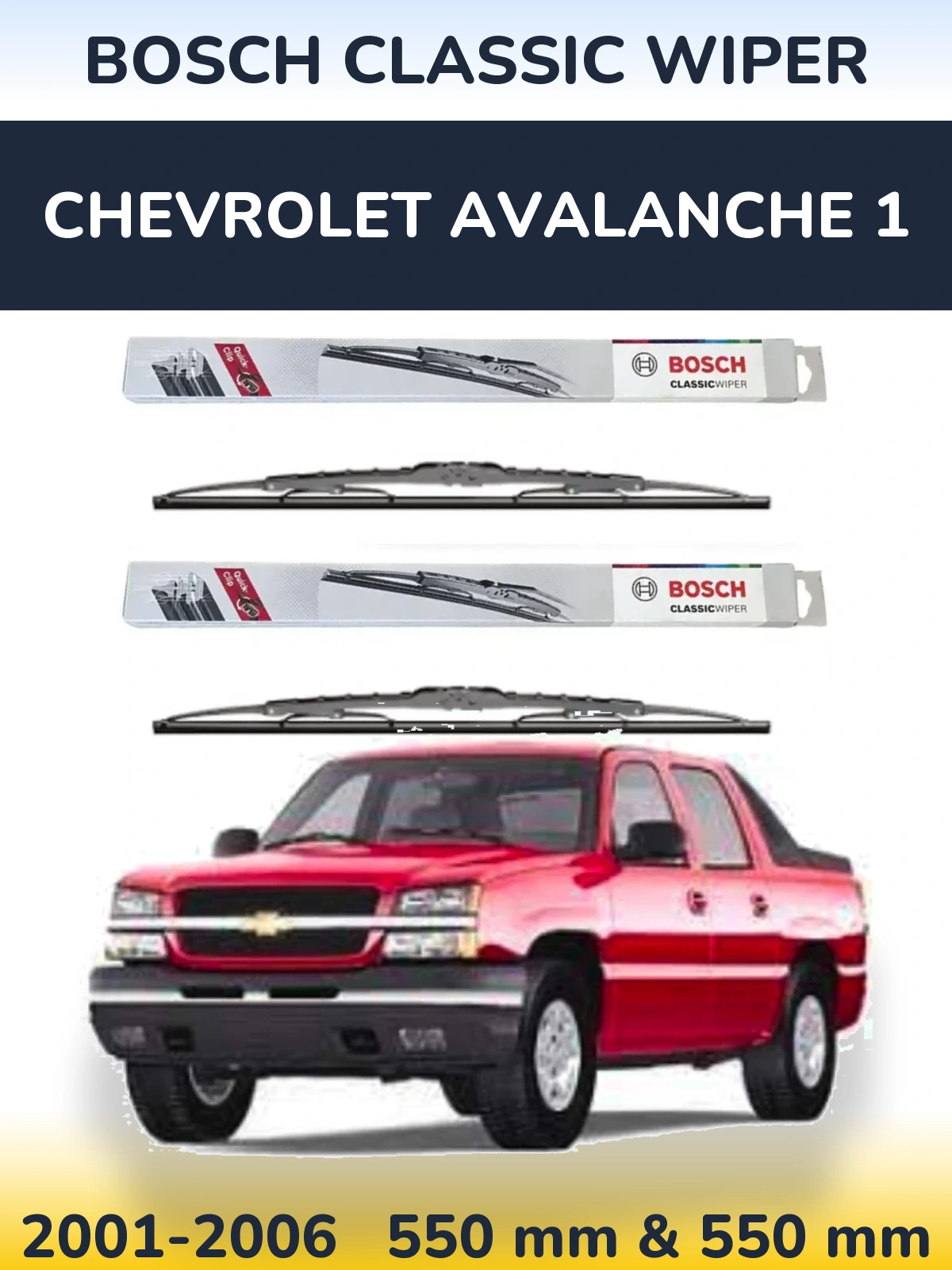 Sada předních stěračů BOSCH Classic Wiper 550 a 550 mm pro Chevrolet Avalanche 1 2001-2006