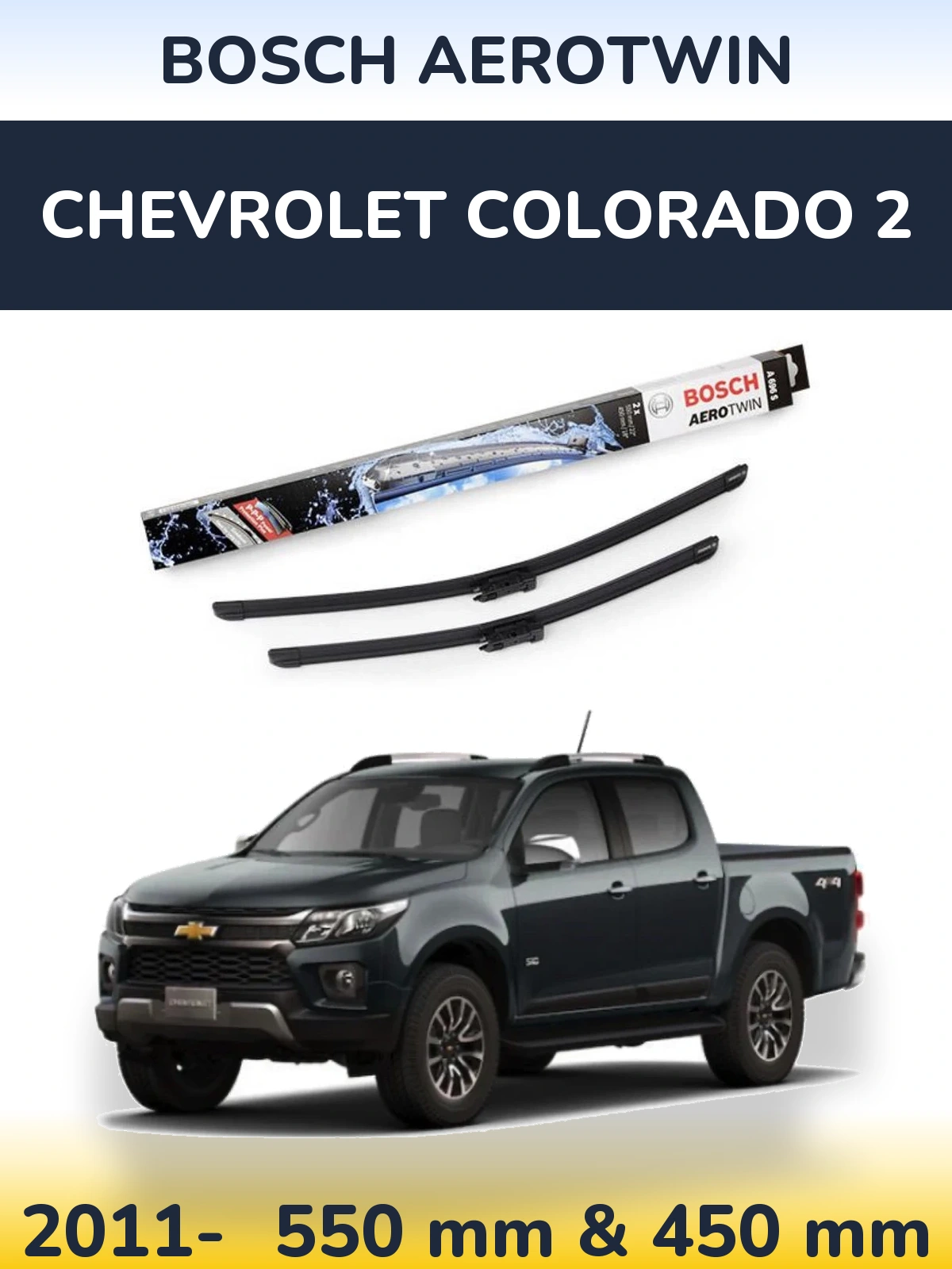 Комплект передніх щіток BOSCH AeroTwin 550 & 450 мм для Chevrolet Colorado 2 2011-2026