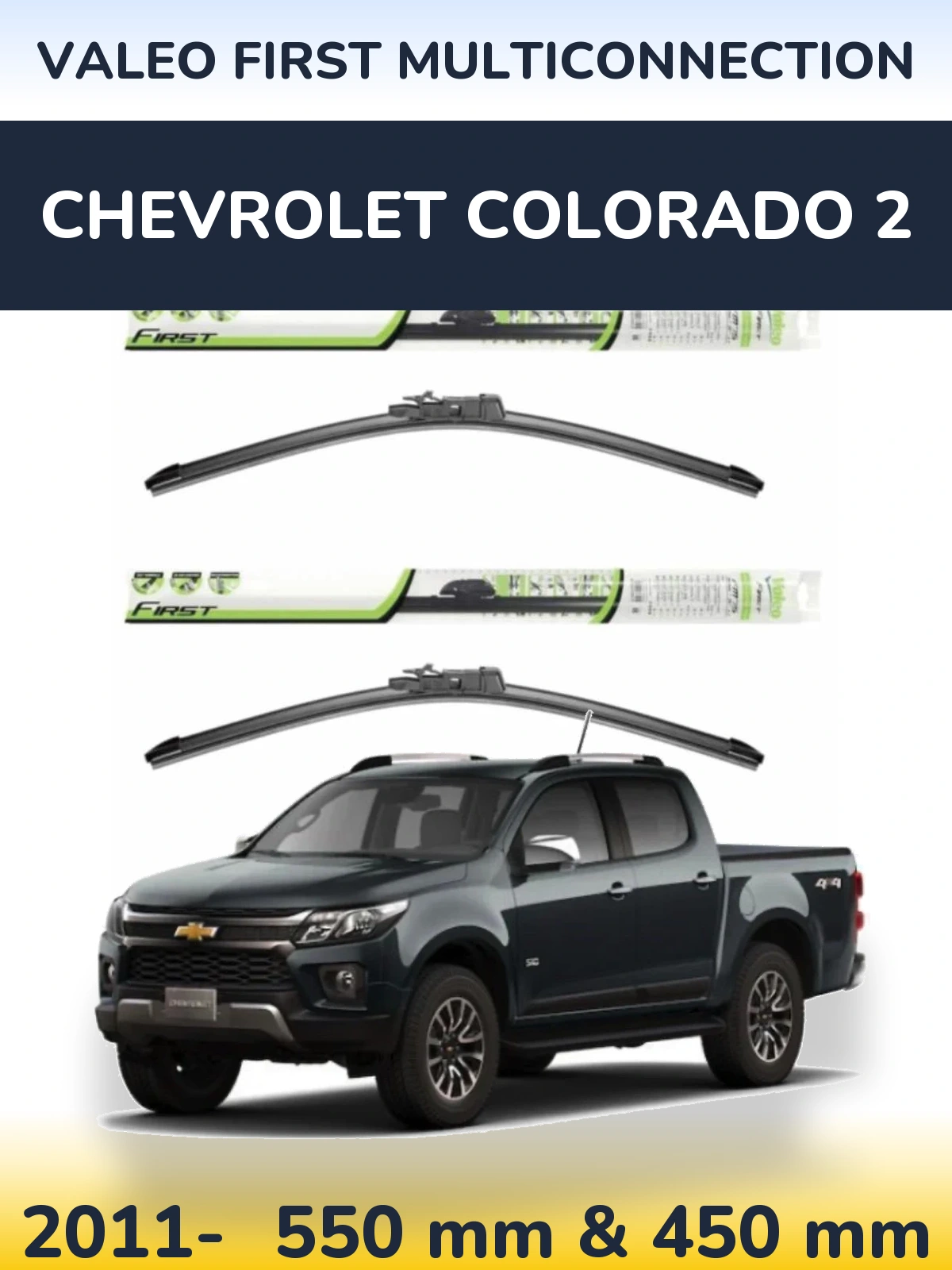 Sada předních stěračů Valeo First MultiConnection 550 a 450 mm pro Chevrolet Colorado 2 2011-2026