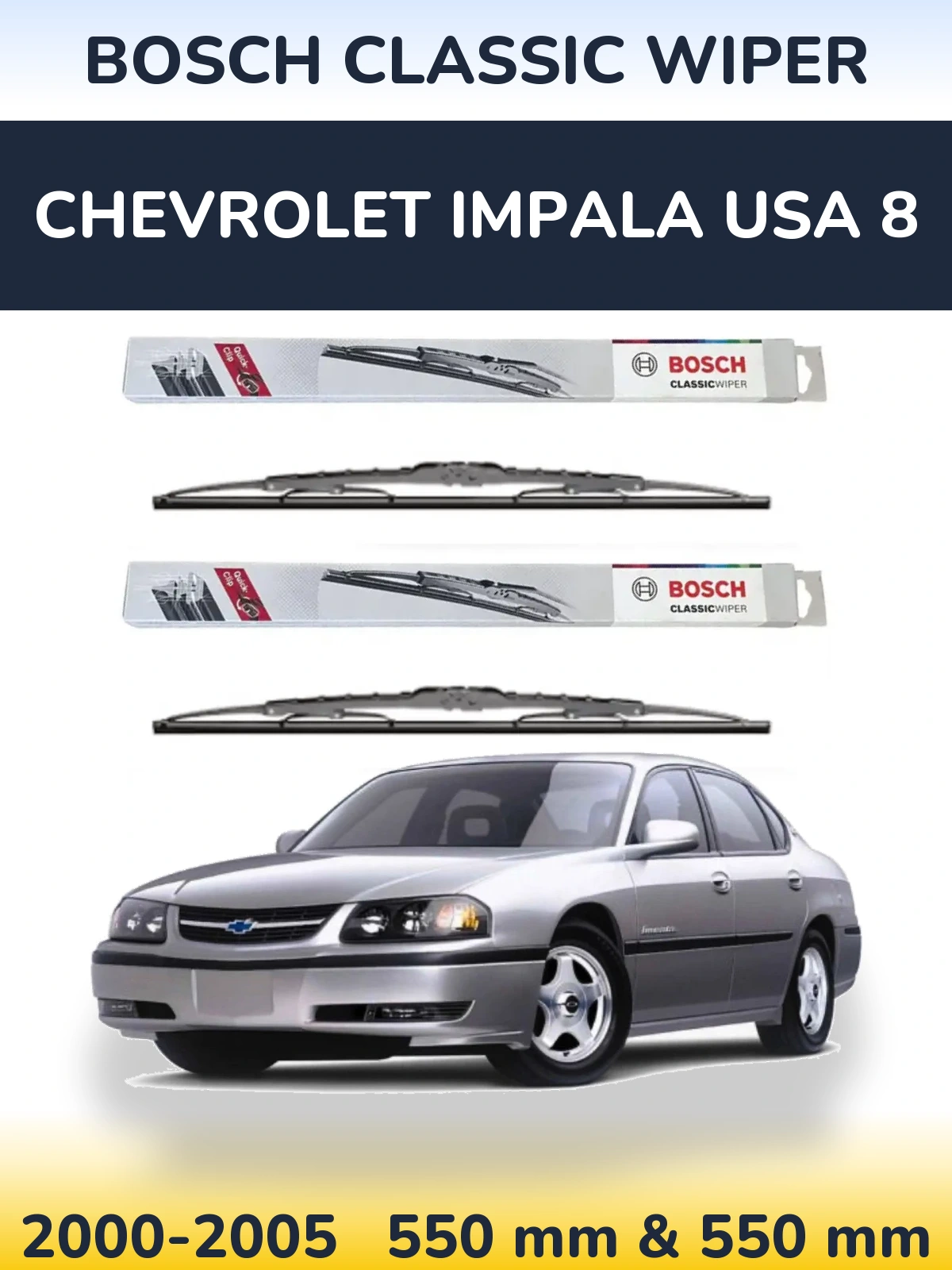 Sada předních stěračů BOSCH Classic Wiper 550 a 550 mm pro Chevrolet Impala USA 8 2000-2005