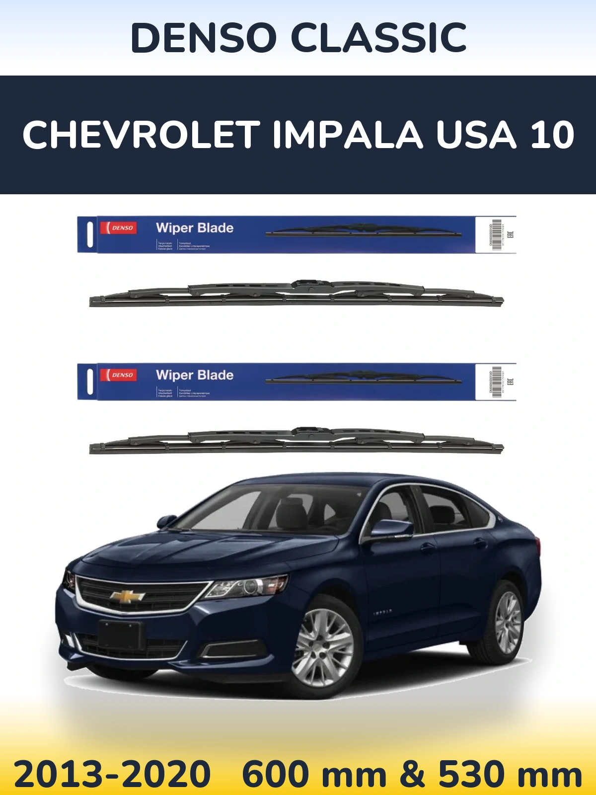 Sada předních stěračů Denso Classic 600 a 530 mm pro Chevrolet Impala USA 10 2013-2020