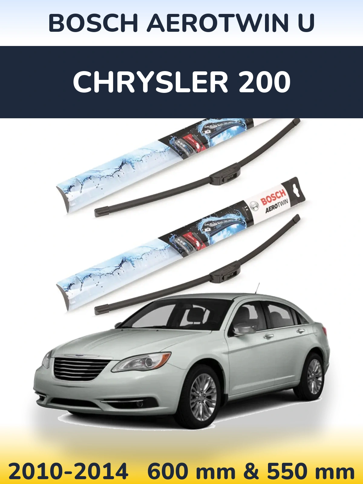Sada předních stěračů BOSCH AeroTwin U 600 a 550 mm pro Chrysler 200 2010-2014