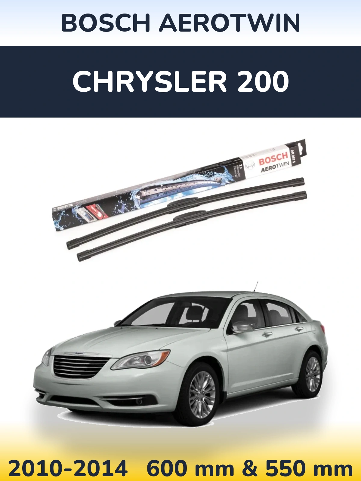 Sada předních stěračů BOSCH AeroTwin 600 a 550 mm pro Chrysler 200 2010-2014
