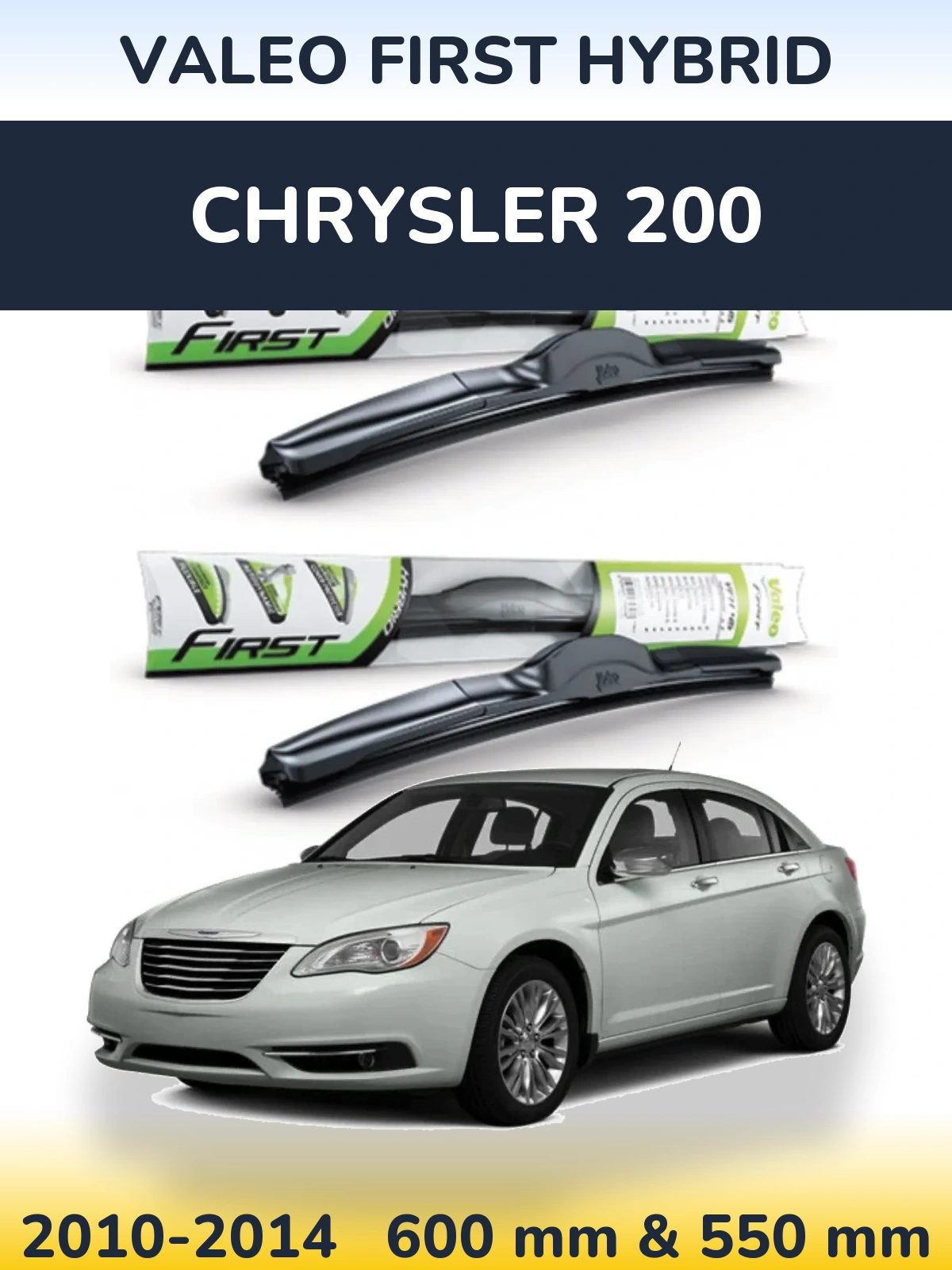 Sada předních stěračů Valeo First Hybrid 600 a 550 mm pro Chrysler 200 2010-2014